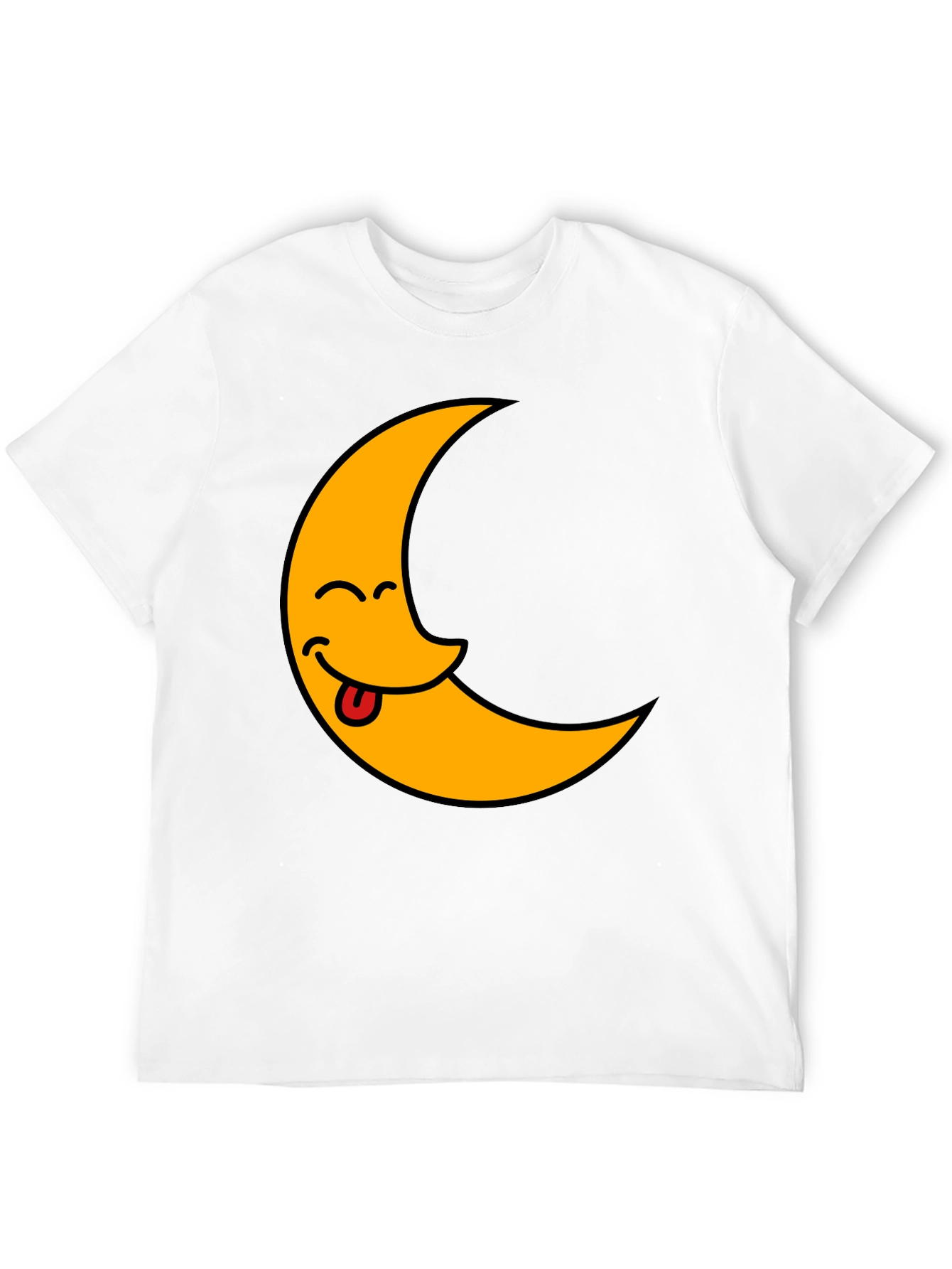 Black Funny Crescent Moon Tongue T-Shirt view 12