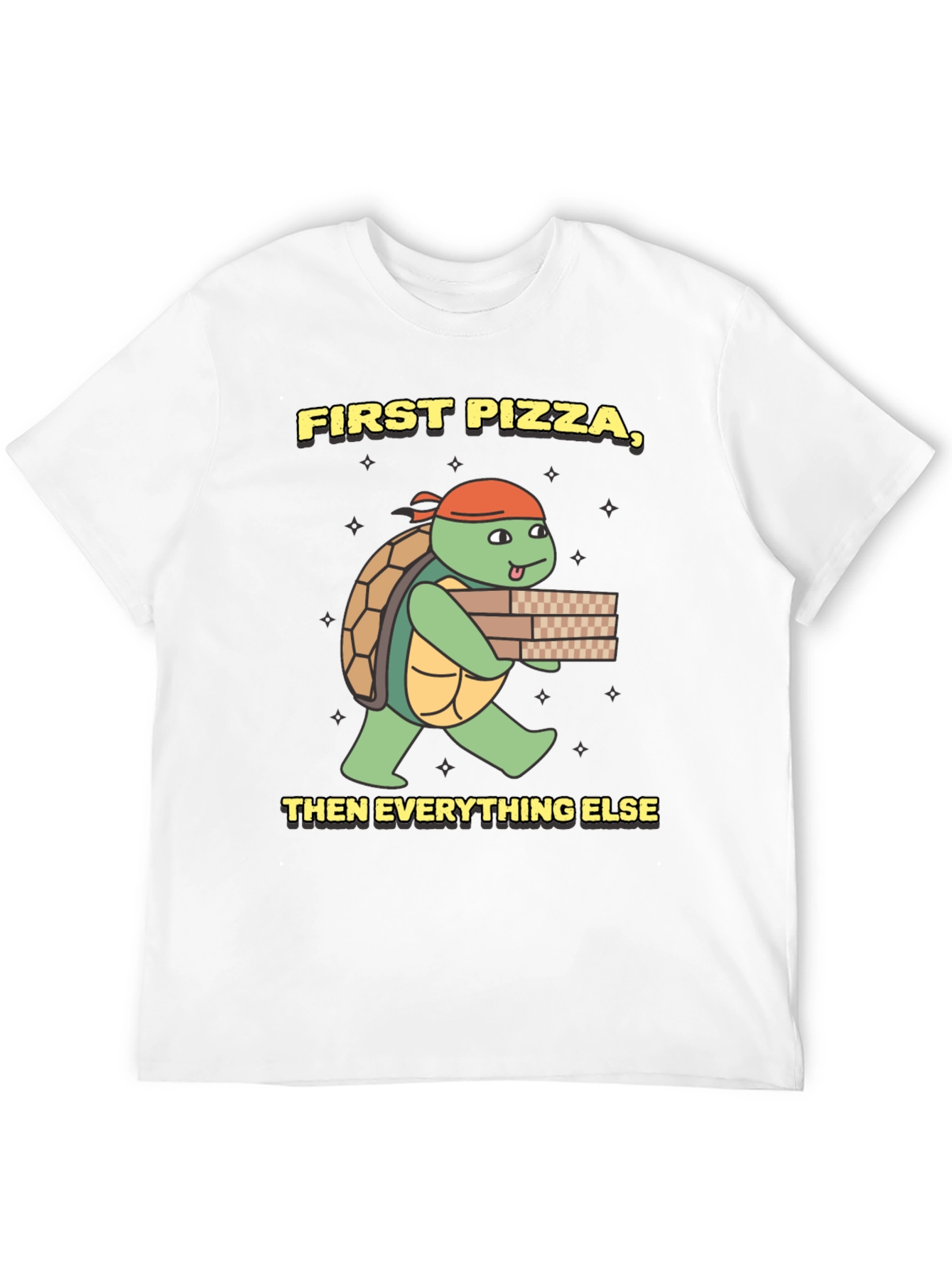 Black First Pizza Then Everything Else Turtle T-Shirt view 12