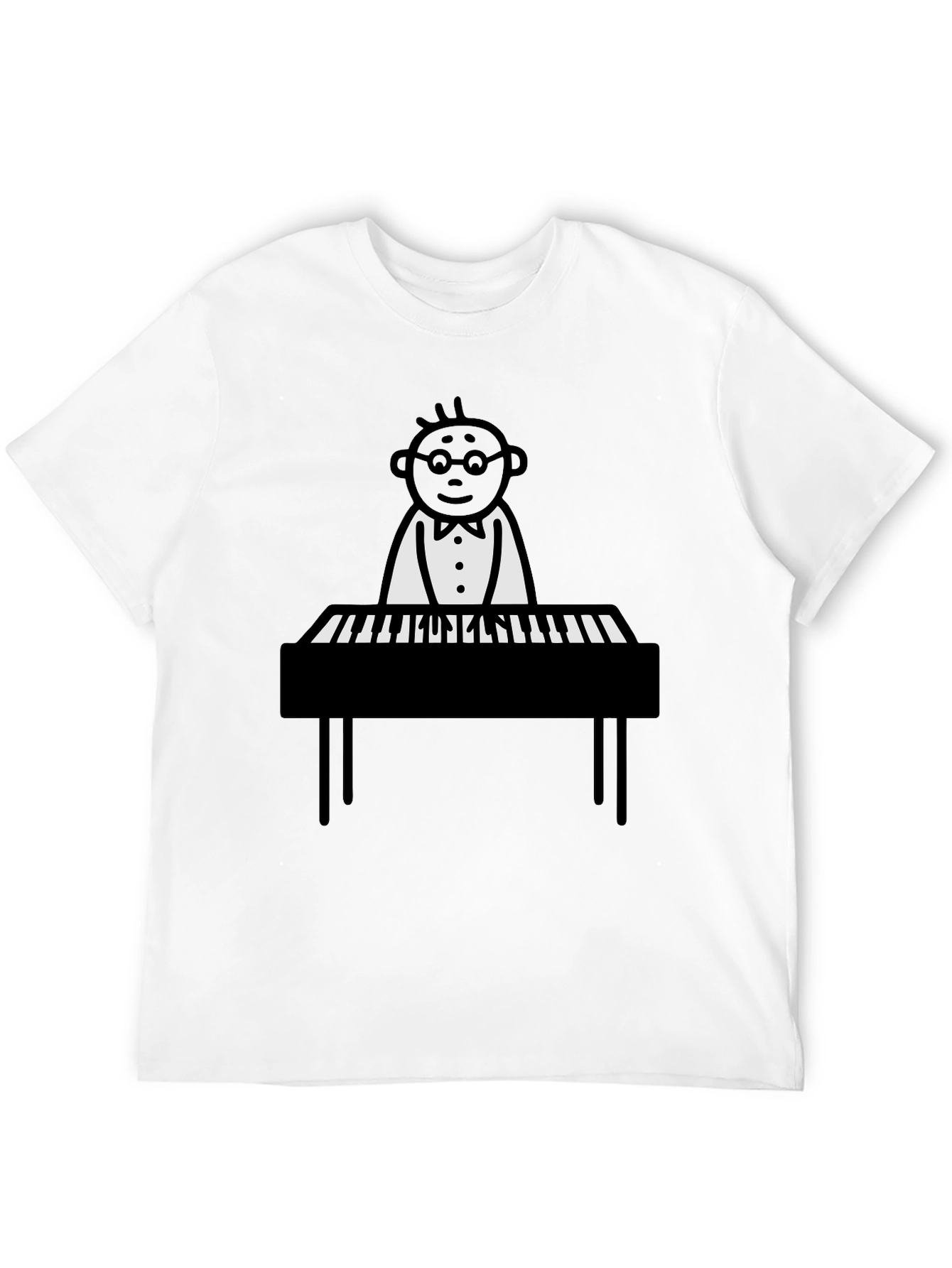 Black Piano Man Graphic Tee - Black Casual T-Shirt view 12