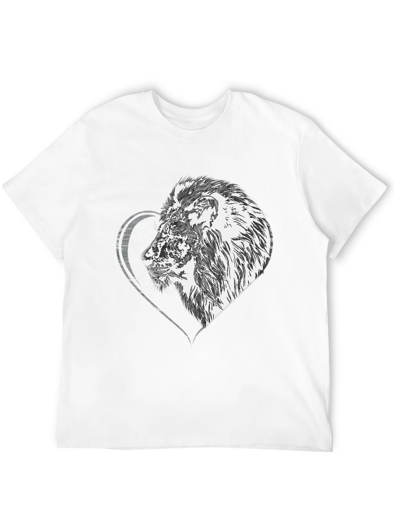 Black Lion Heart Graphic Tee - Black Unisex T-Shirt view 12