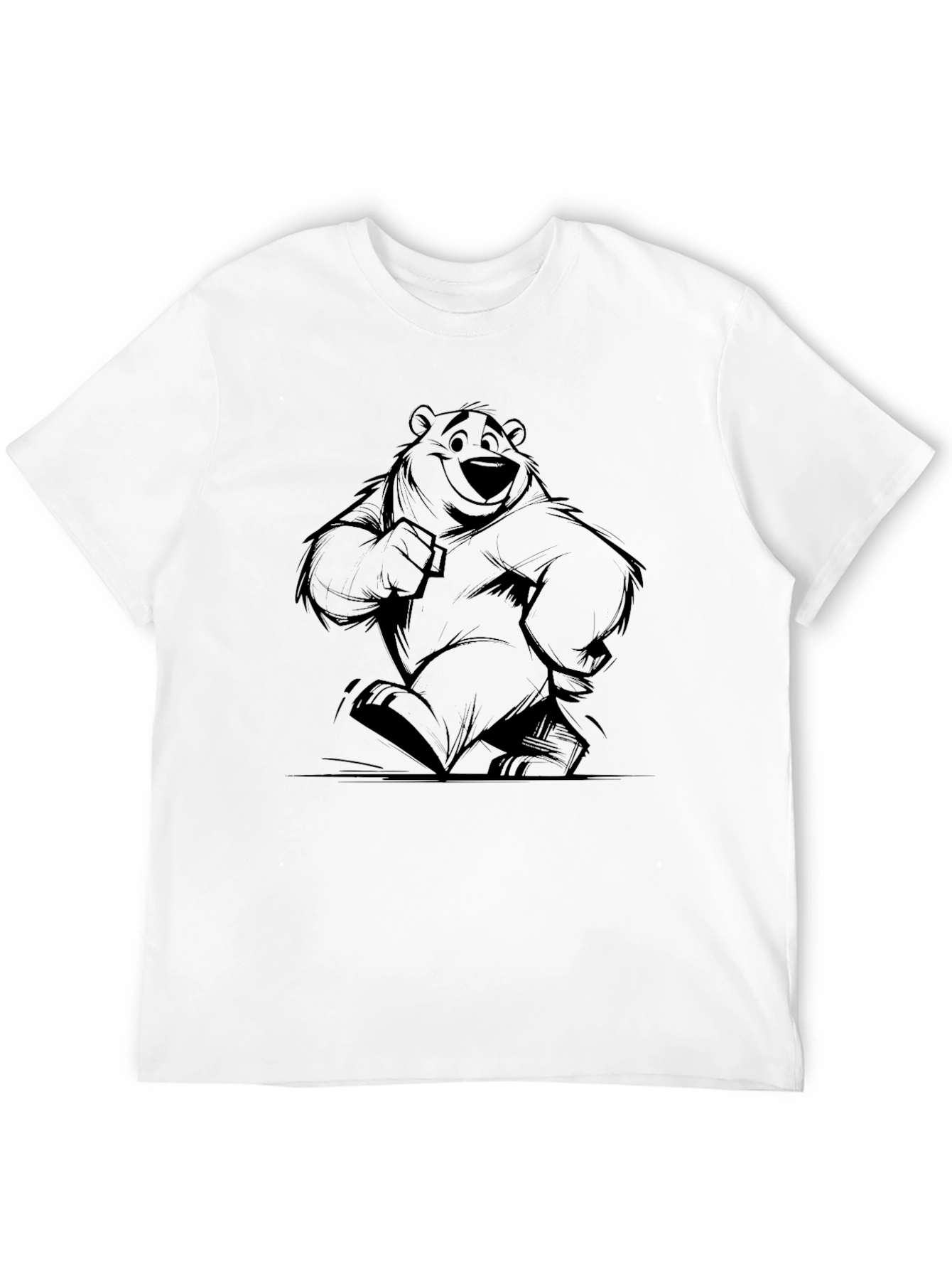 Black Cartoon Bear Graphic Print T-Shirt view 12