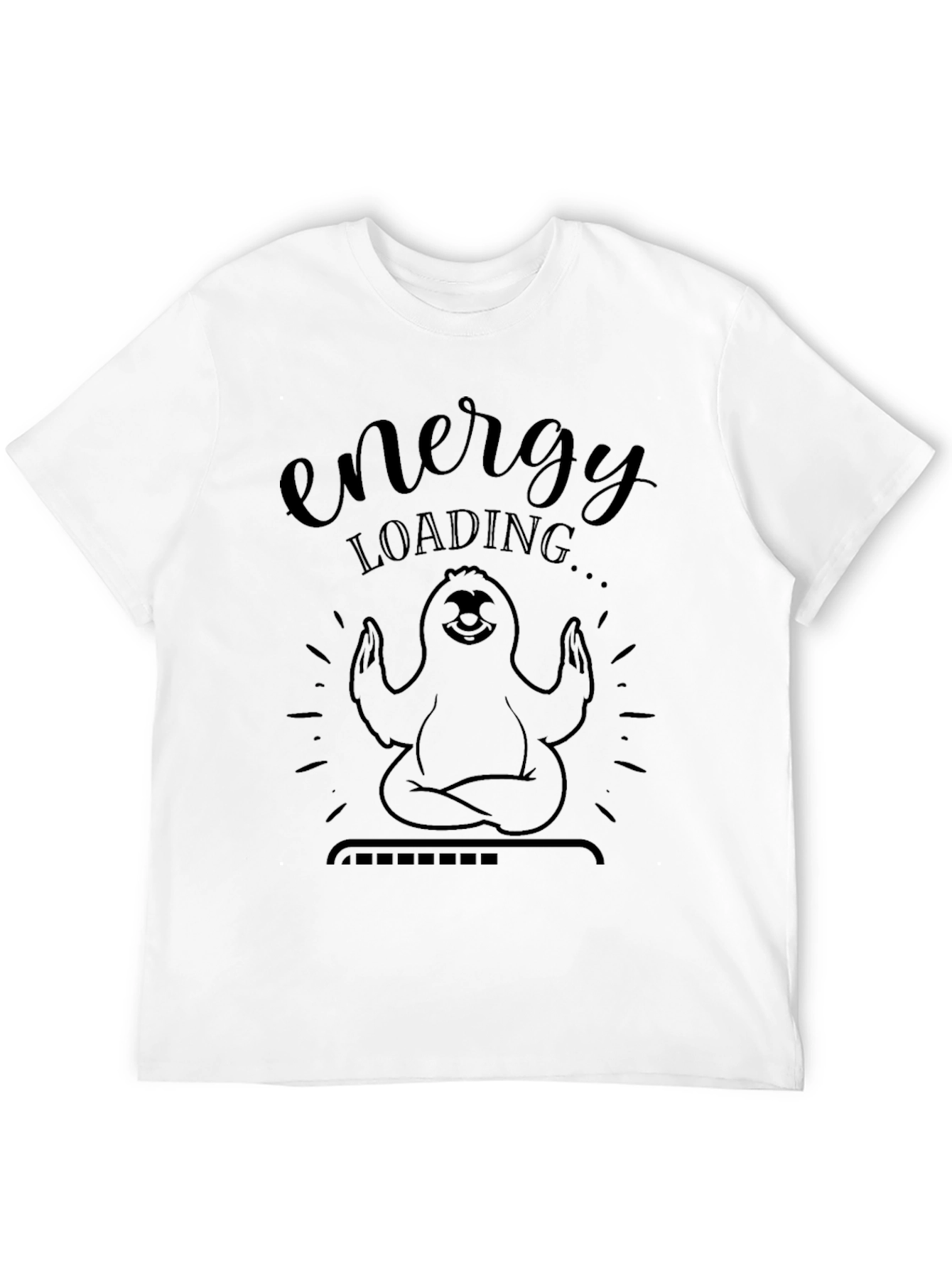 Black Energy Loading Sloth Graphic T-Shirt view 12
