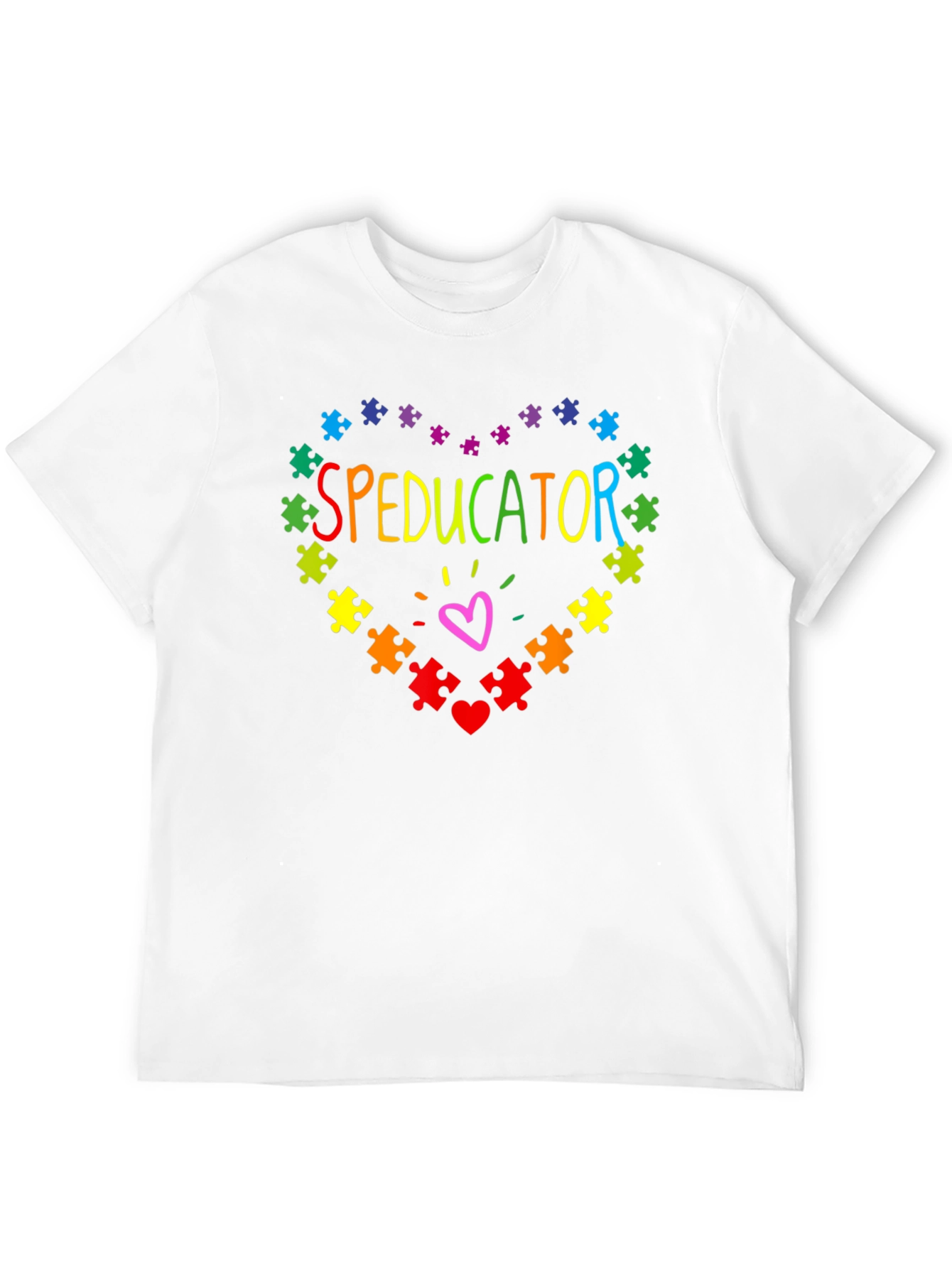 Black Speducator Autism Awareness Puzzle Heart T-Shirt view 12