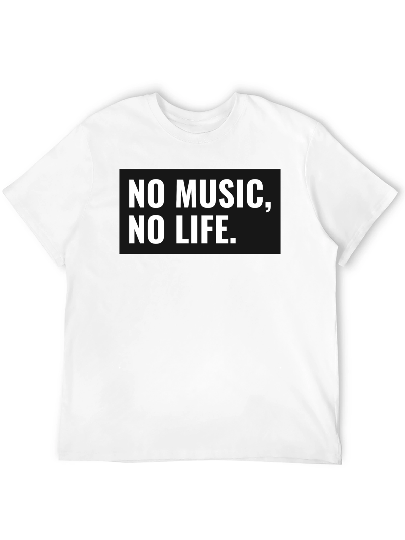 Black No Music, No Life T-Shirt - Black Cotton Tee view 12