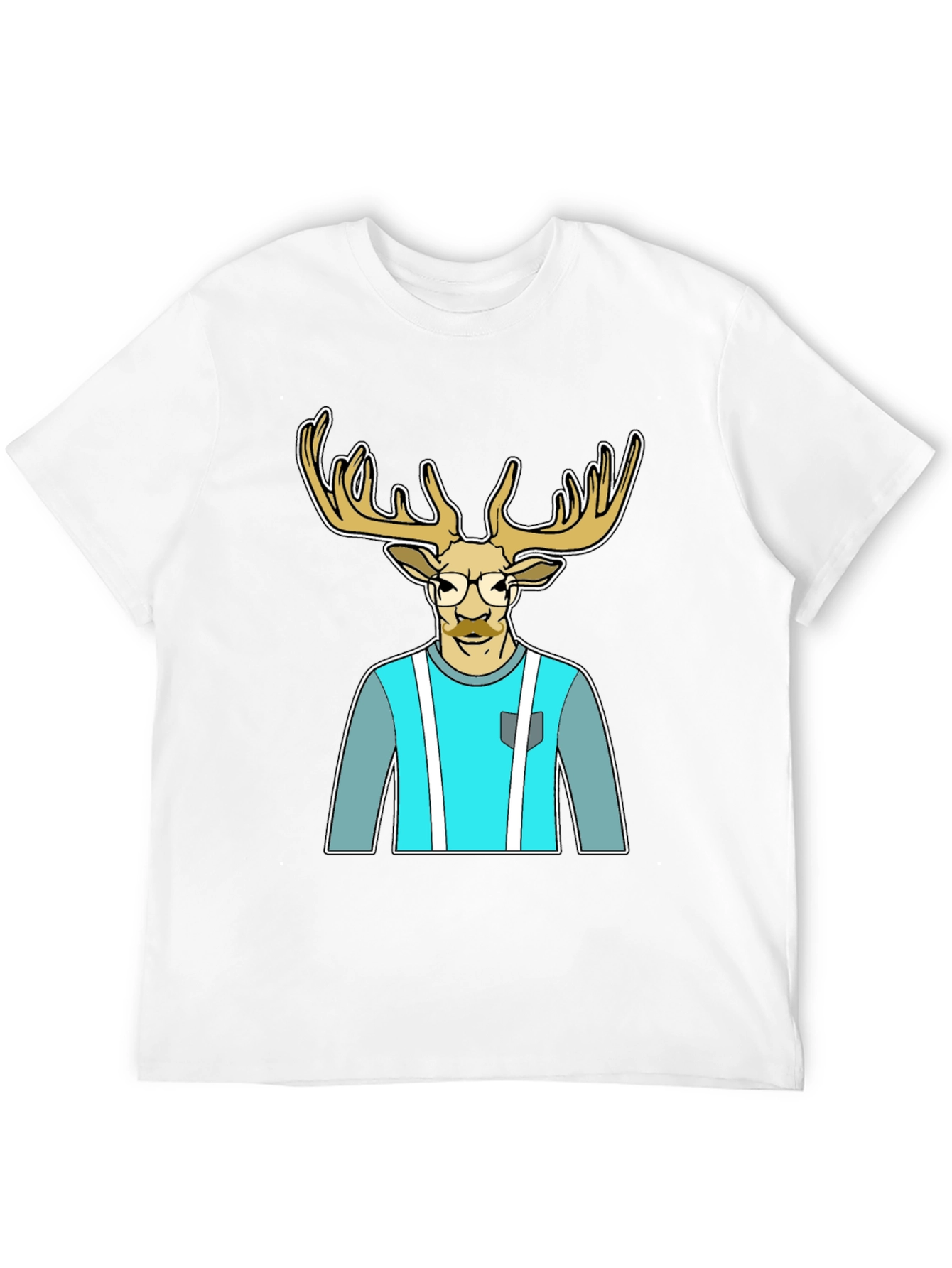 Black Stylish Deer Graphic Tee view 12