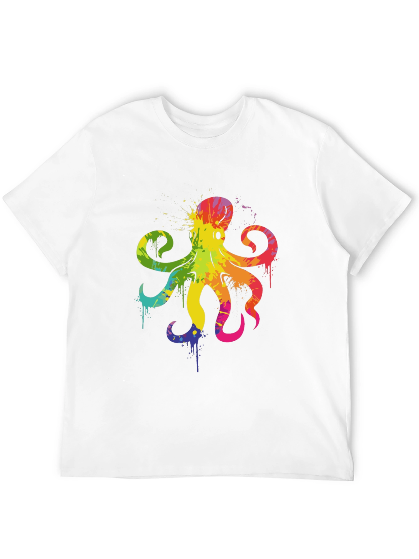 Black Rainbow Octopus Graphic T-Shirt - Men's Black Tee view 12