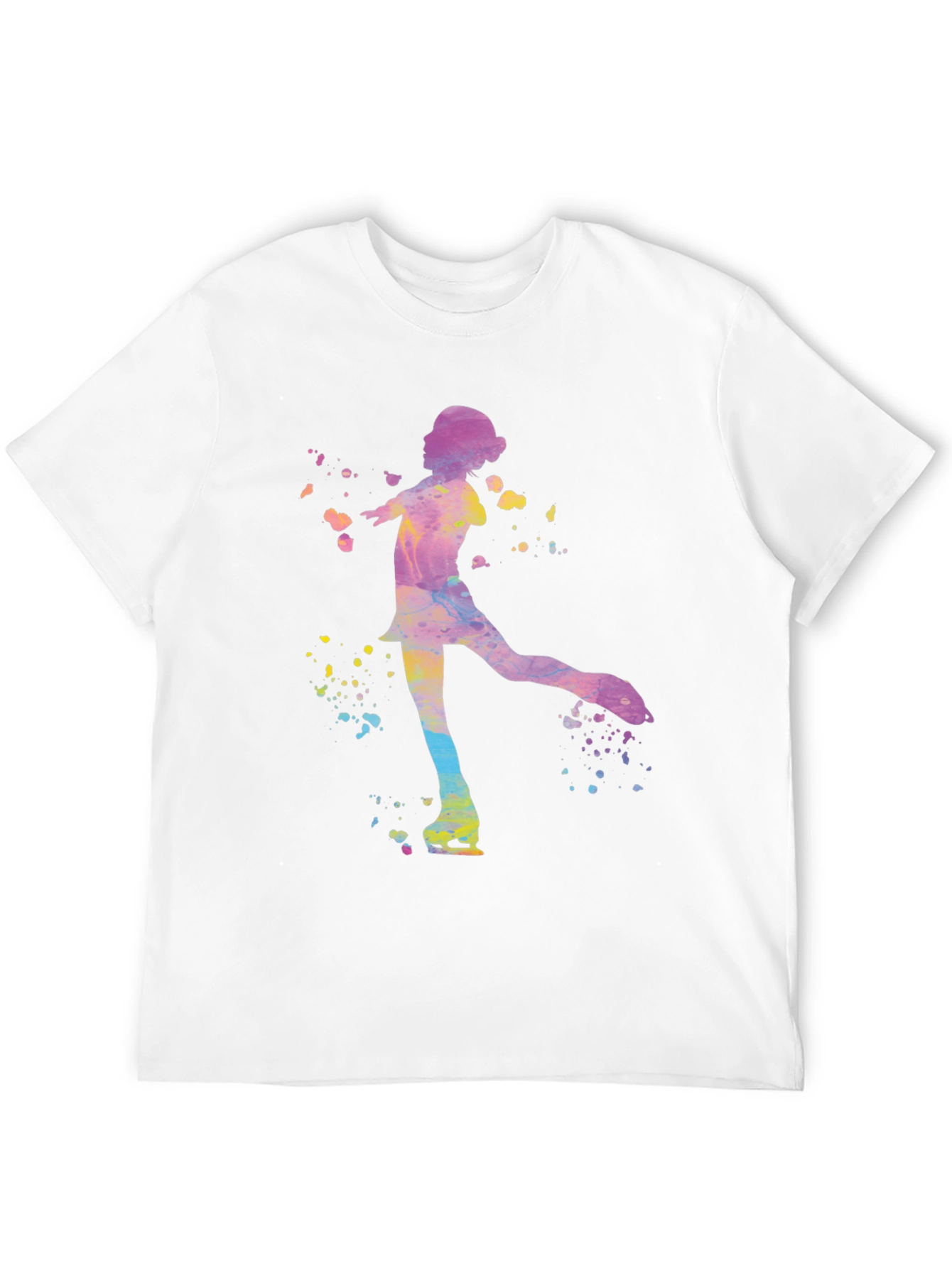Black Watercolor Ice Skater Graphic Tee - Black Unisex T-Shirt view 12