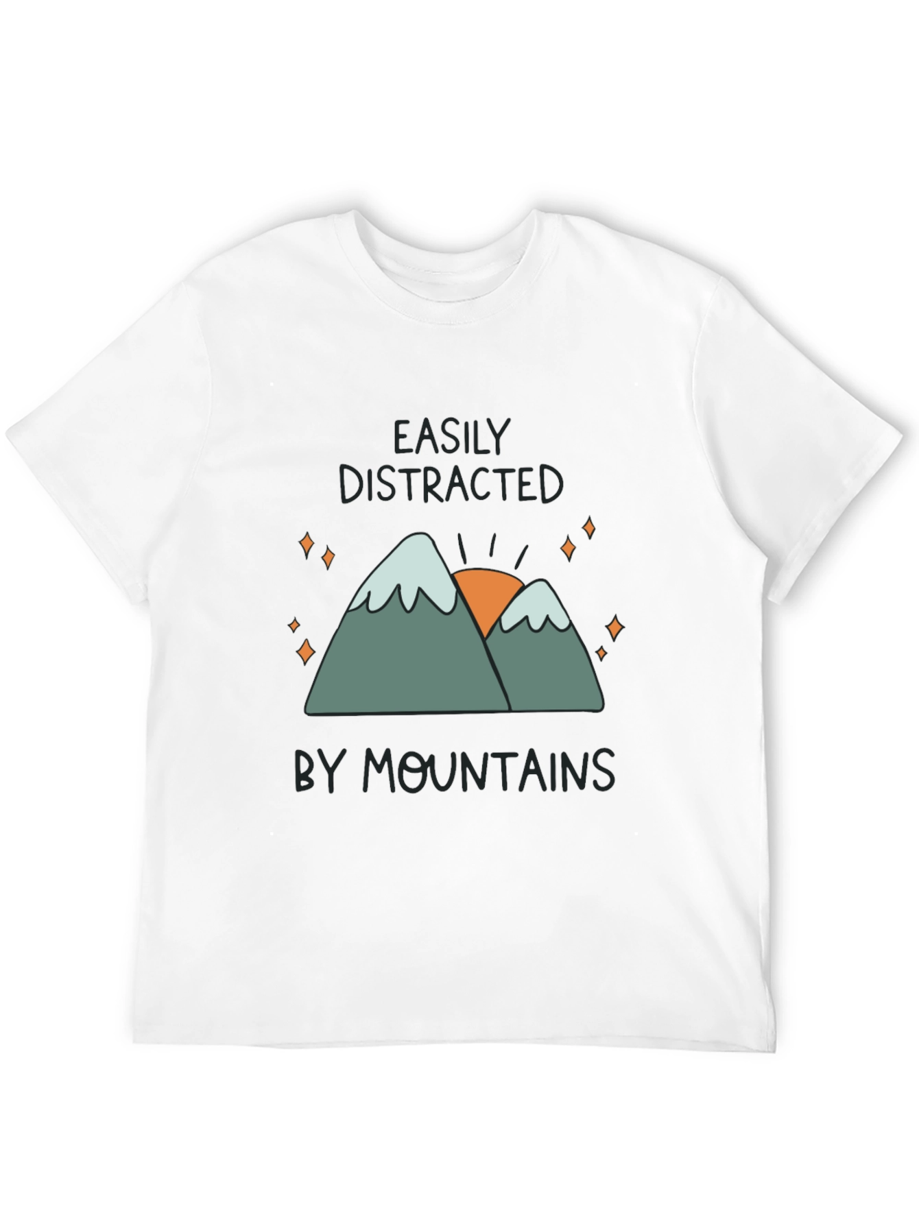 Black Easily Distracted By Mountains Graphic T-Shirt view 12