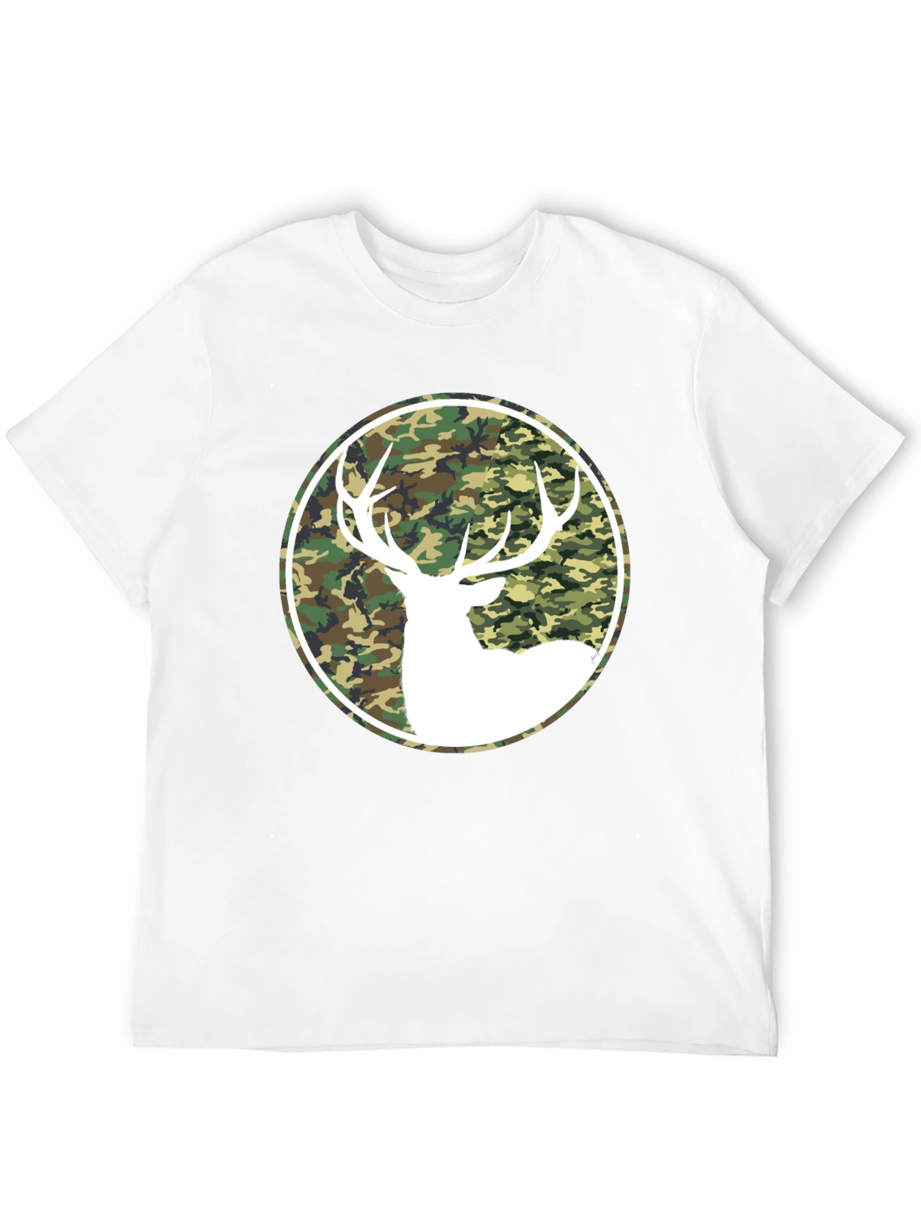 Black Camo Deer Graphic Tee - Black Cotton T-Shirt view 12