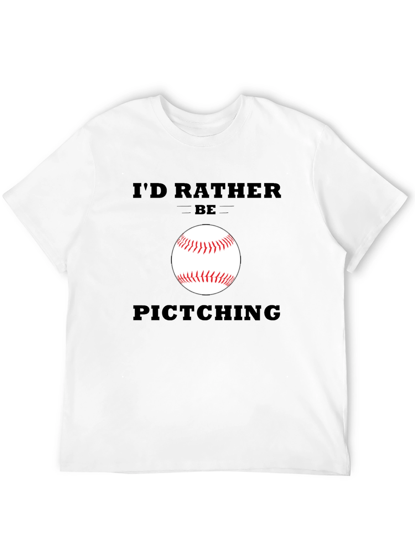 Black Funny Baseball T-Shirt - I'd Rather Be Pitching view 12
