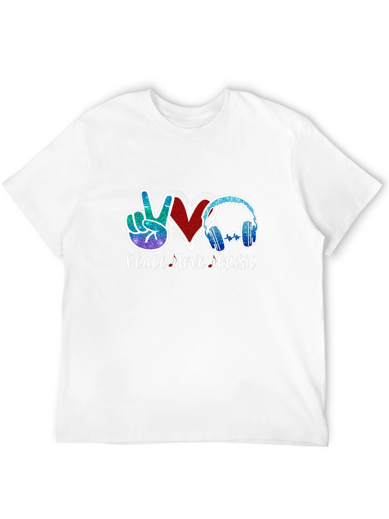 Black Peace Love Music Graphic T-Shirt view 12