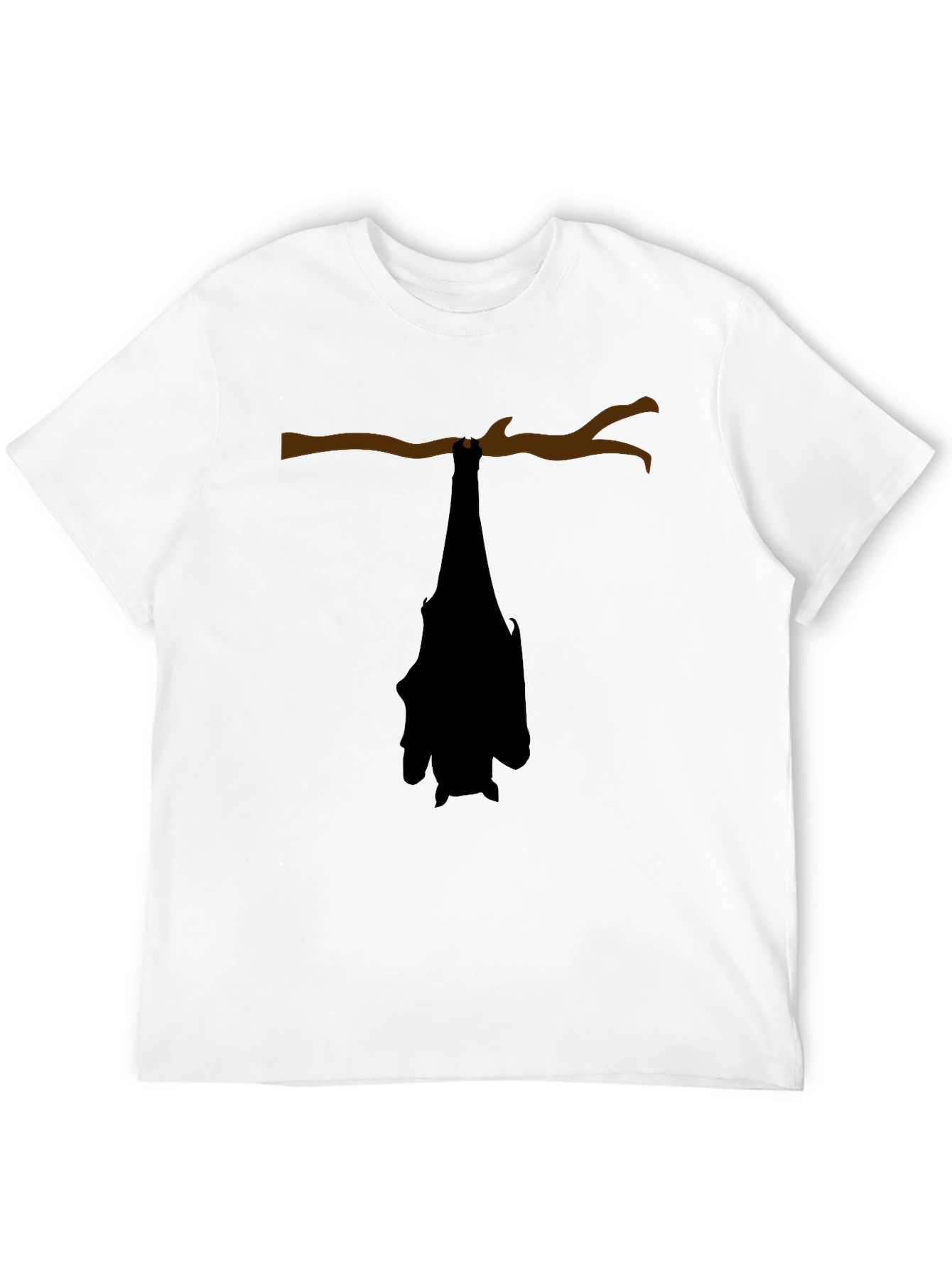 Black Hanging Bat Graphic Tee - Black Cotton Casual Top view 12