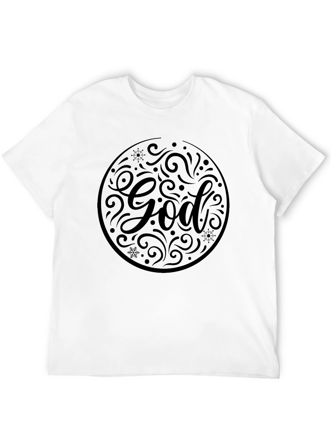 Black Men's Black God Graphic Print Crew Neck T-Shirt view 12