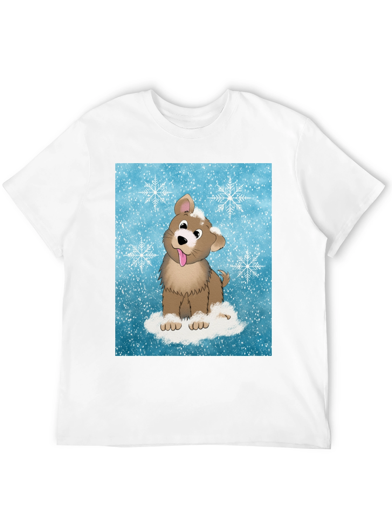 Black Cute Puppy Snowflake T-Shirt view 12