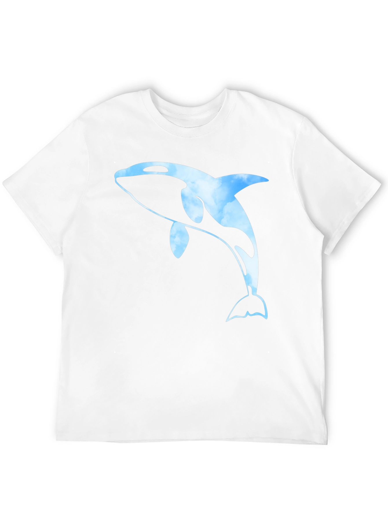 Black Orca Whale Cloud Print Men's Black T-Shirt view 12