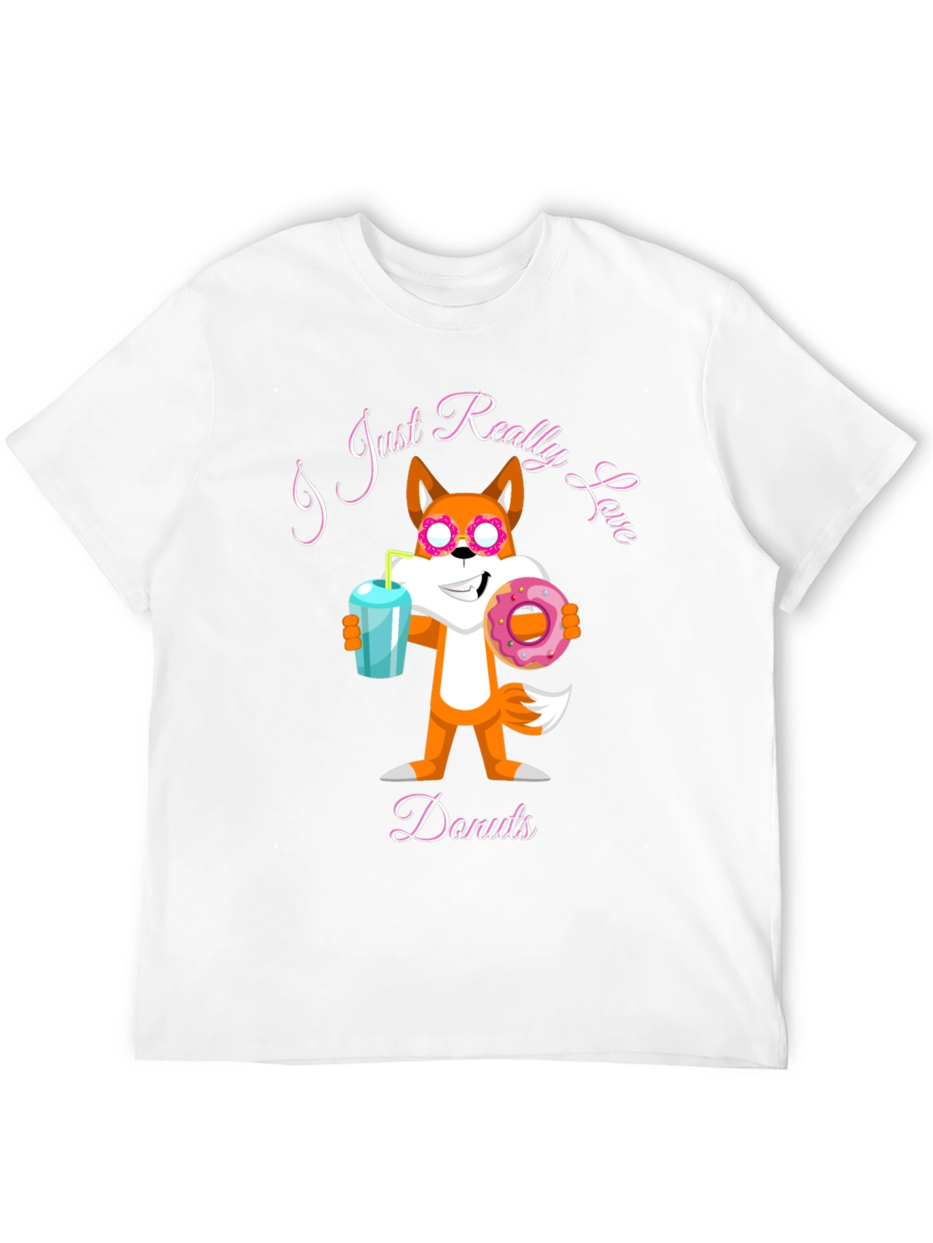 Black Funny Fox Loves Donuts Graphic T-Shirt view 12