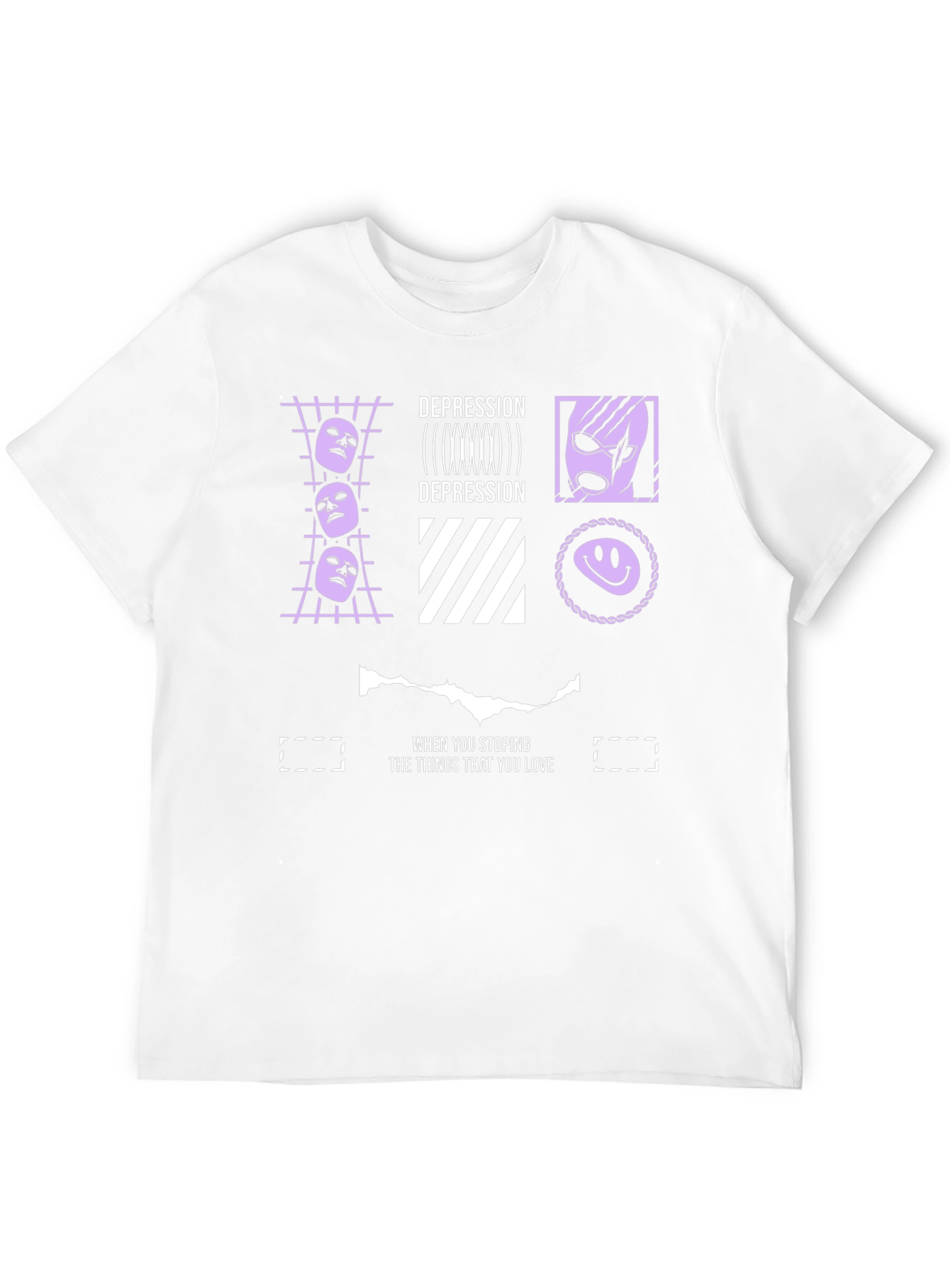 Black Depression Themed Graphic Print Black T-Shirt view 12