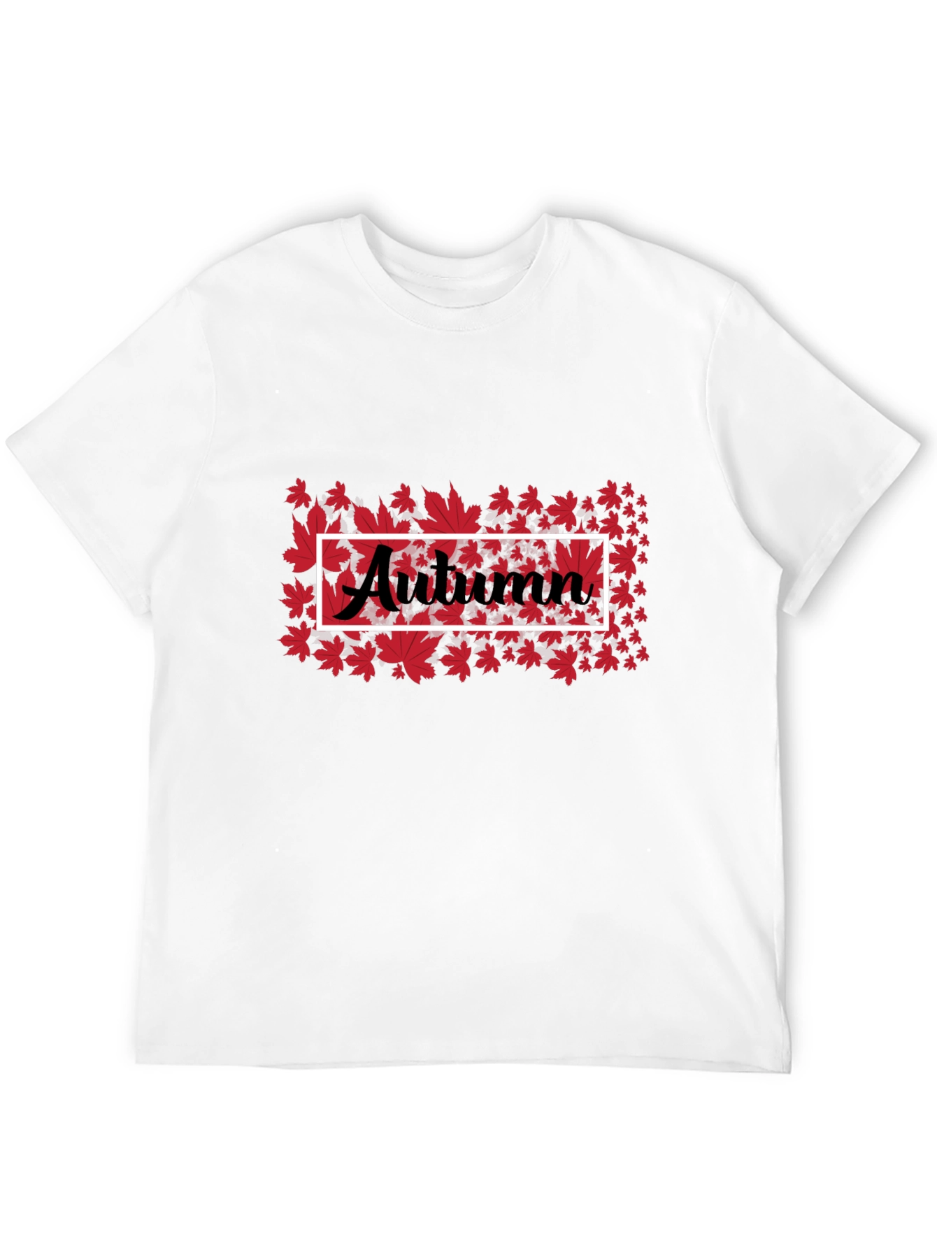 Autumn Leaves Graphic Tee - Black Cotton Casual Shirt - 12