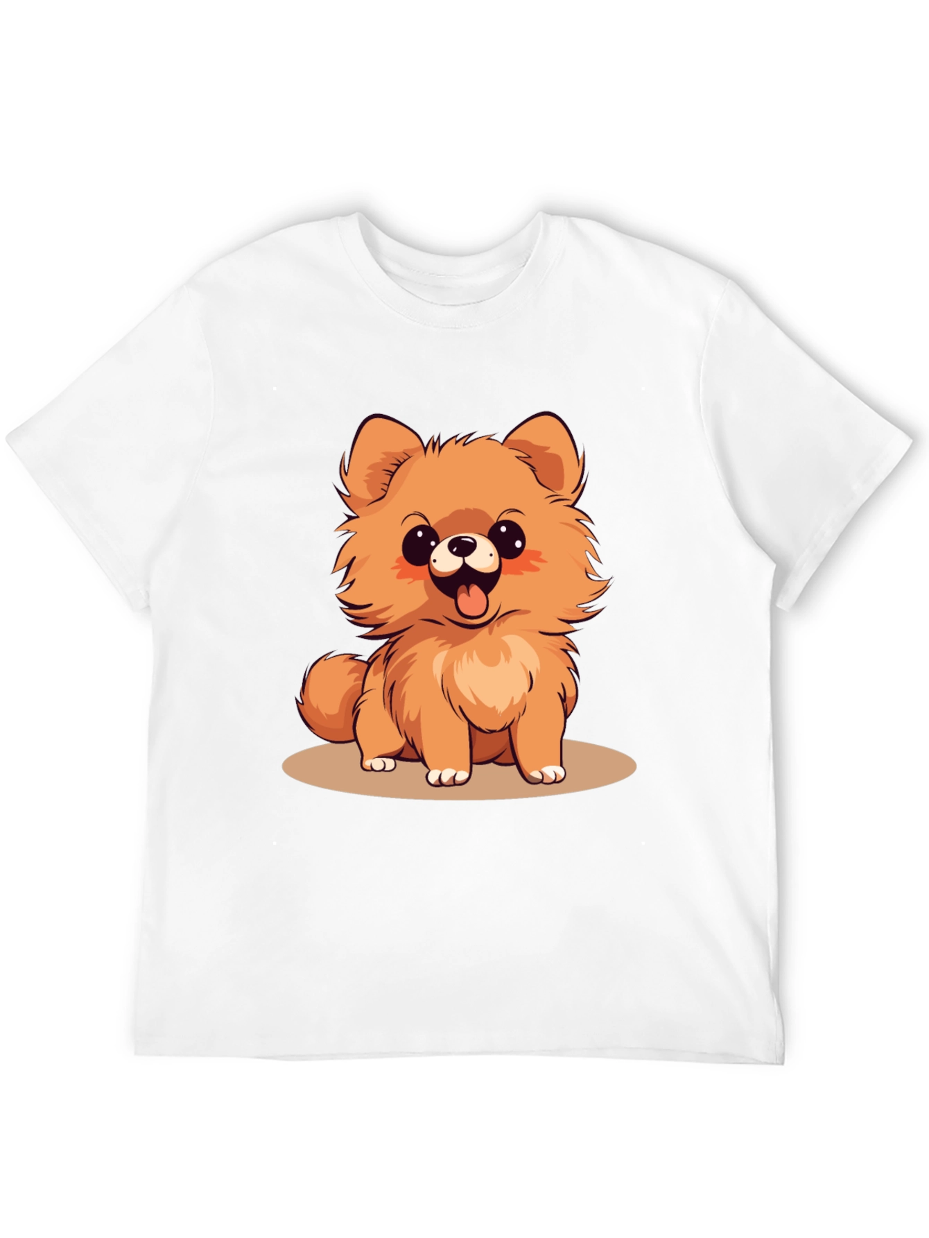 Black Cute Pomeranian Dog Cartoon Graphic T-Shirt view 12