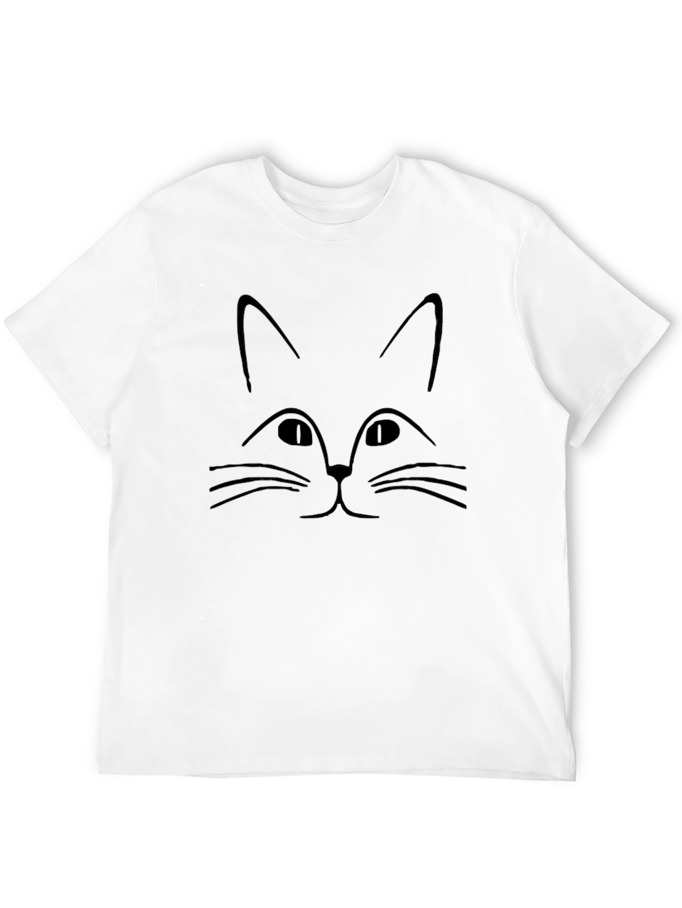 Black Minimalist Cat Face Graphic Black T-Shirt view 12