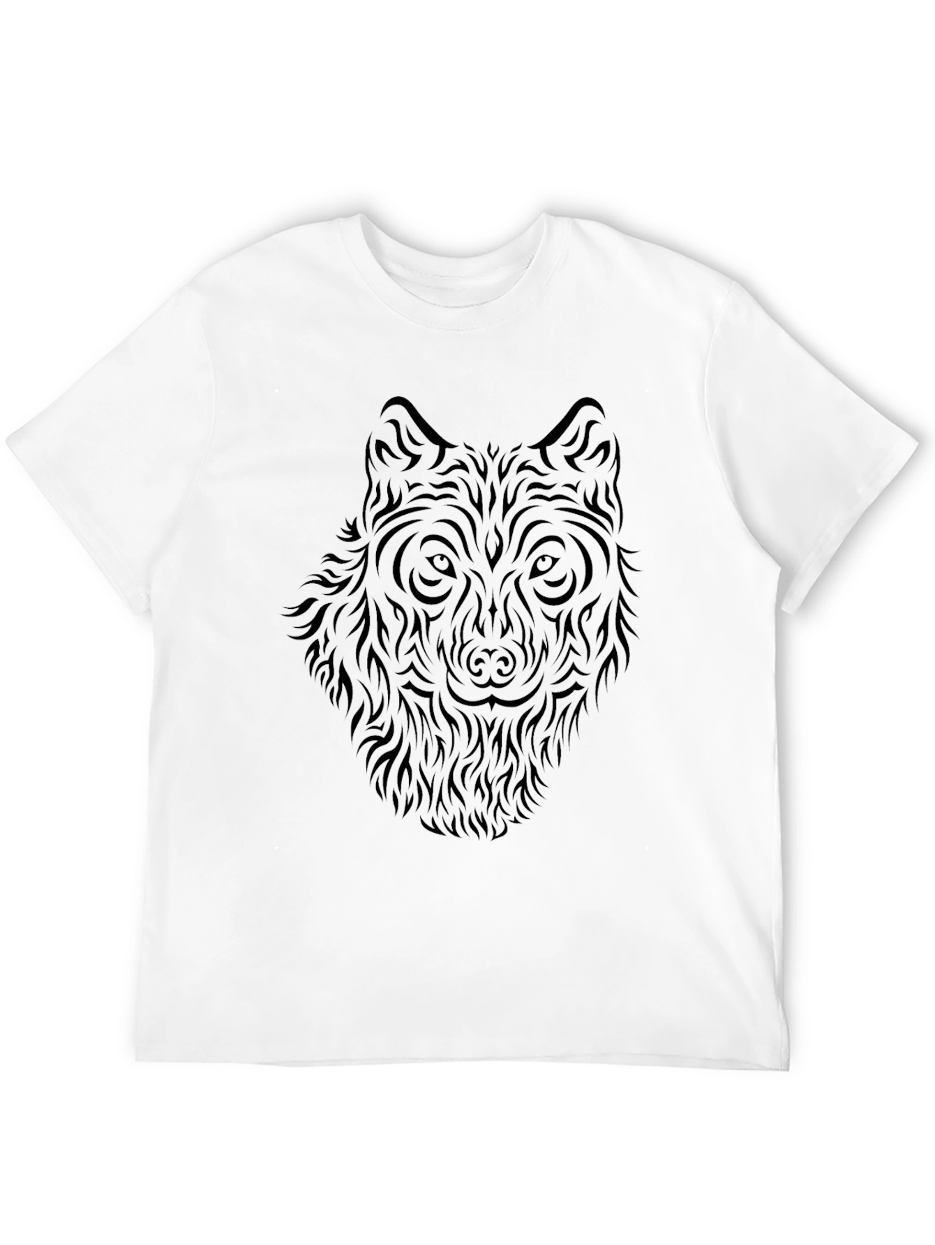 Black Wolf Tribal Graphic Print Black T-Shirt view 12