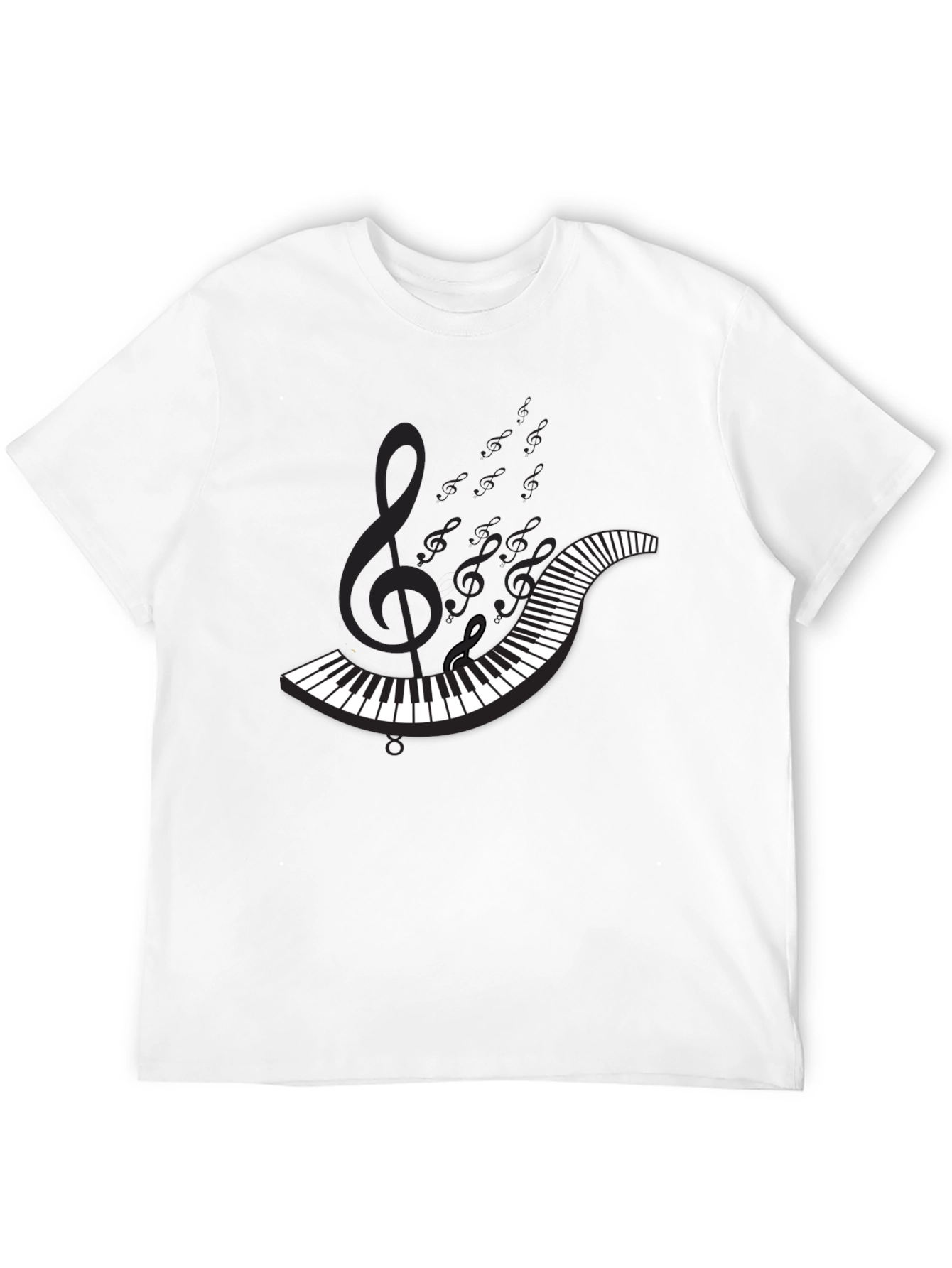Black Piano Keys & Notes Black T-Shirt - Music Lover Apparel view 12