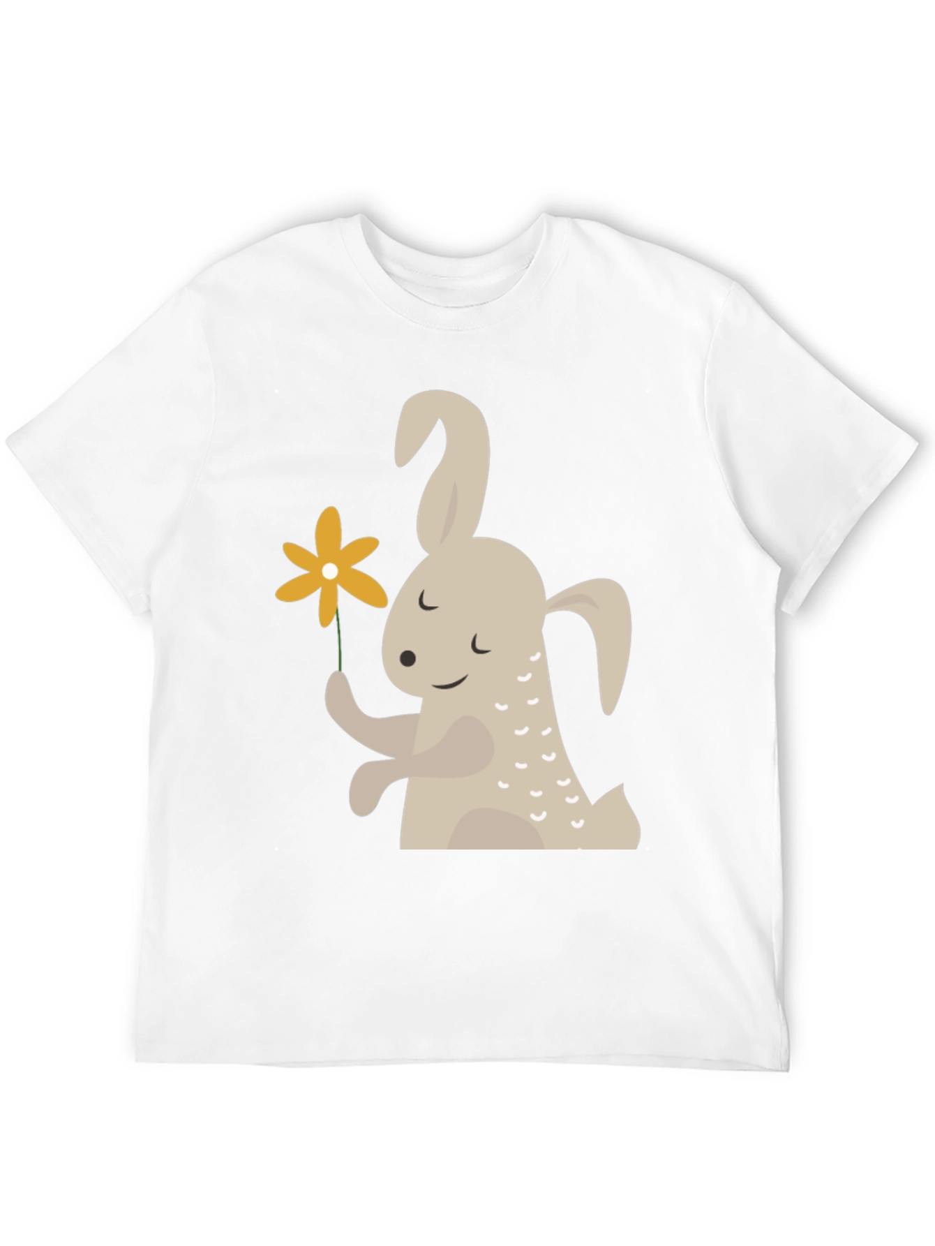 Black Cute Bunny Holding Flower Graphic T-Shirt view 12