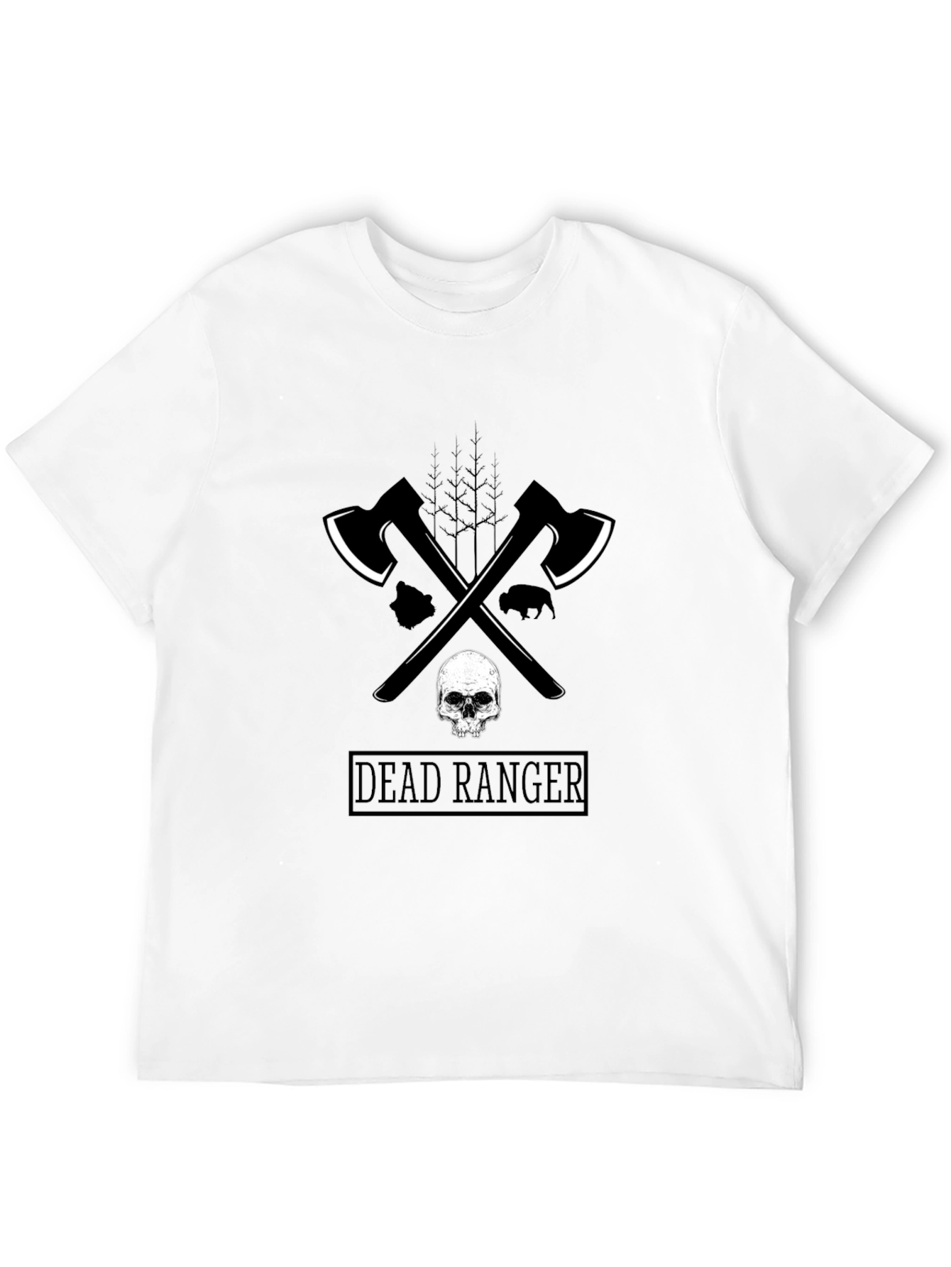 Black Dead Ranger Graphic T-Shirt - Axe & Skull Design view 12
