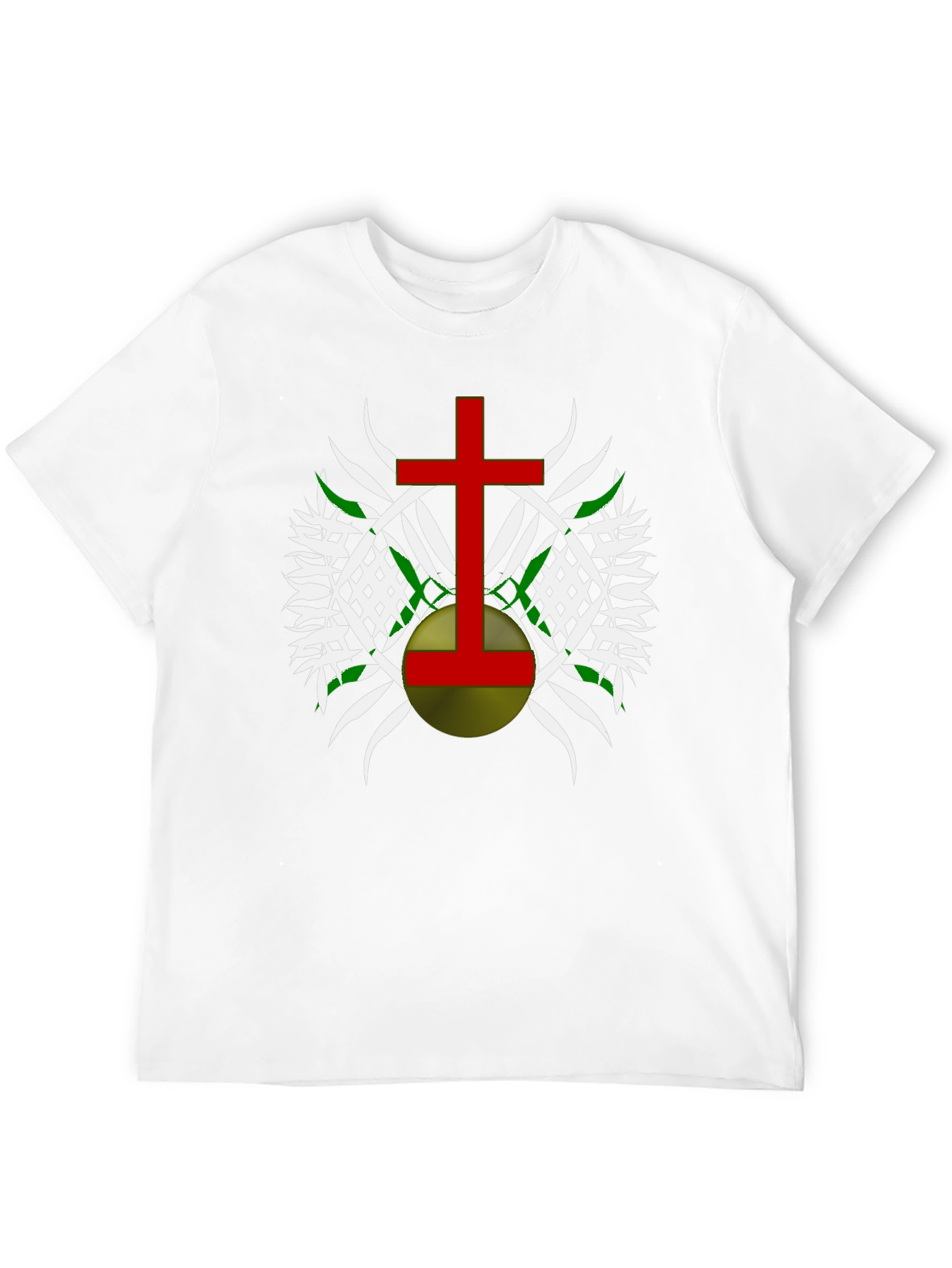 Black Graphic Tee - Red Cross Design on Black Cotton view 12