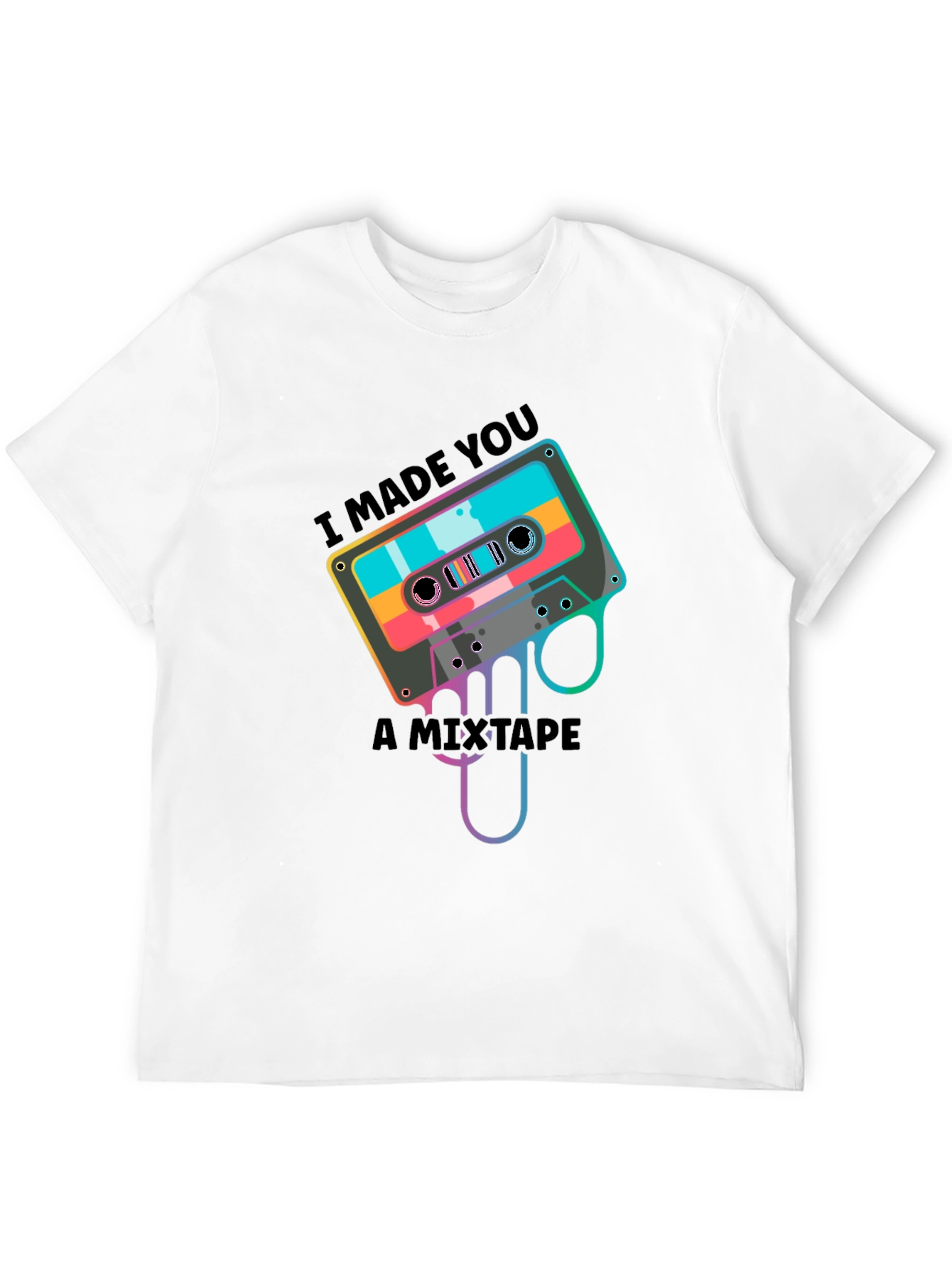 Black Retro Mixtape T-Shirt - I Made You A Mixtape view 12