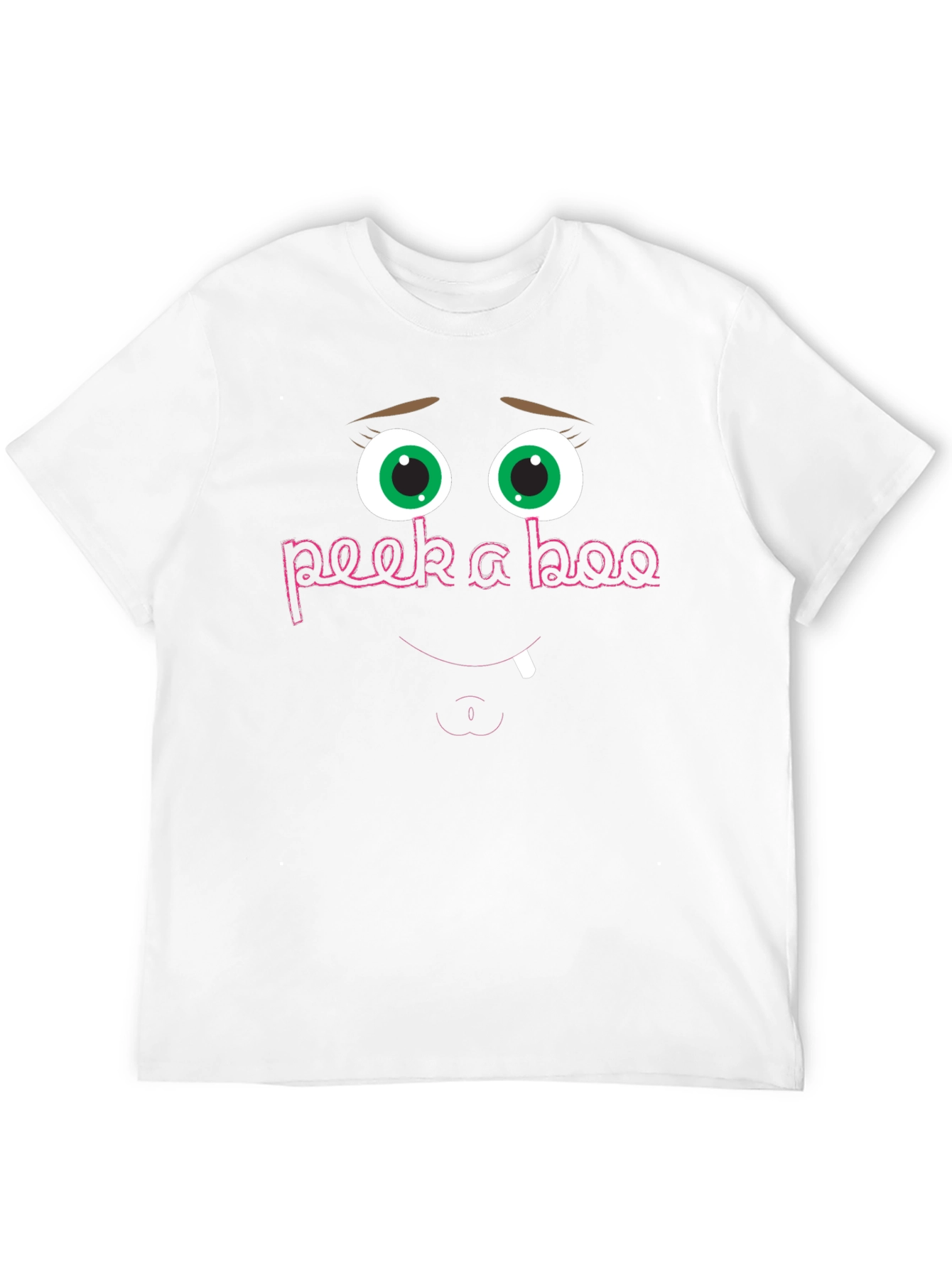 Black Peek-a-Boo Funny Face Graphic Tee - Black Cotton Shirt view 12