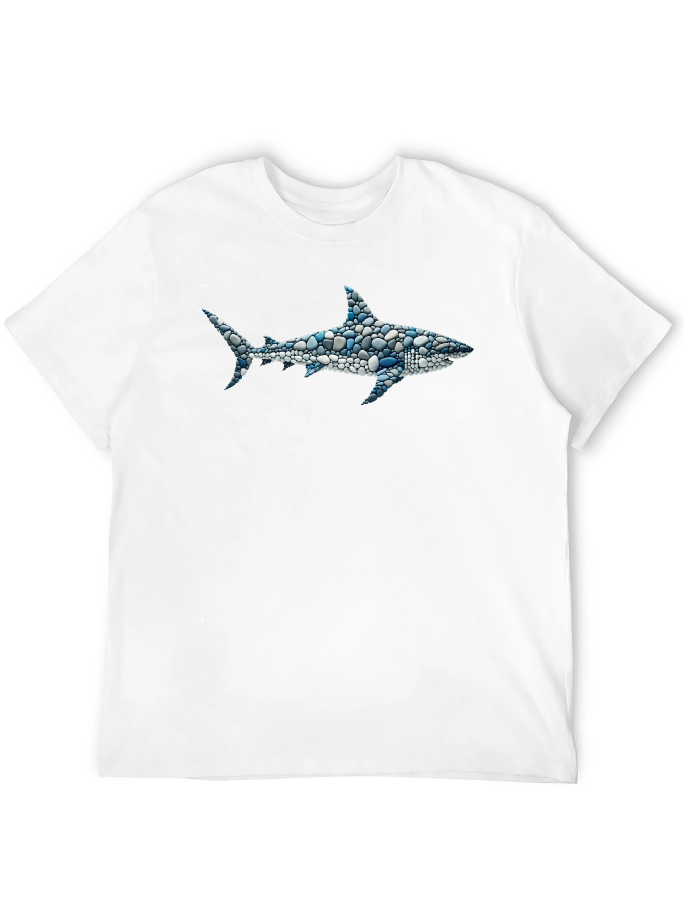 Black Men's Shark Pebble Art T-Shirt - Unique Ocean Design view 12