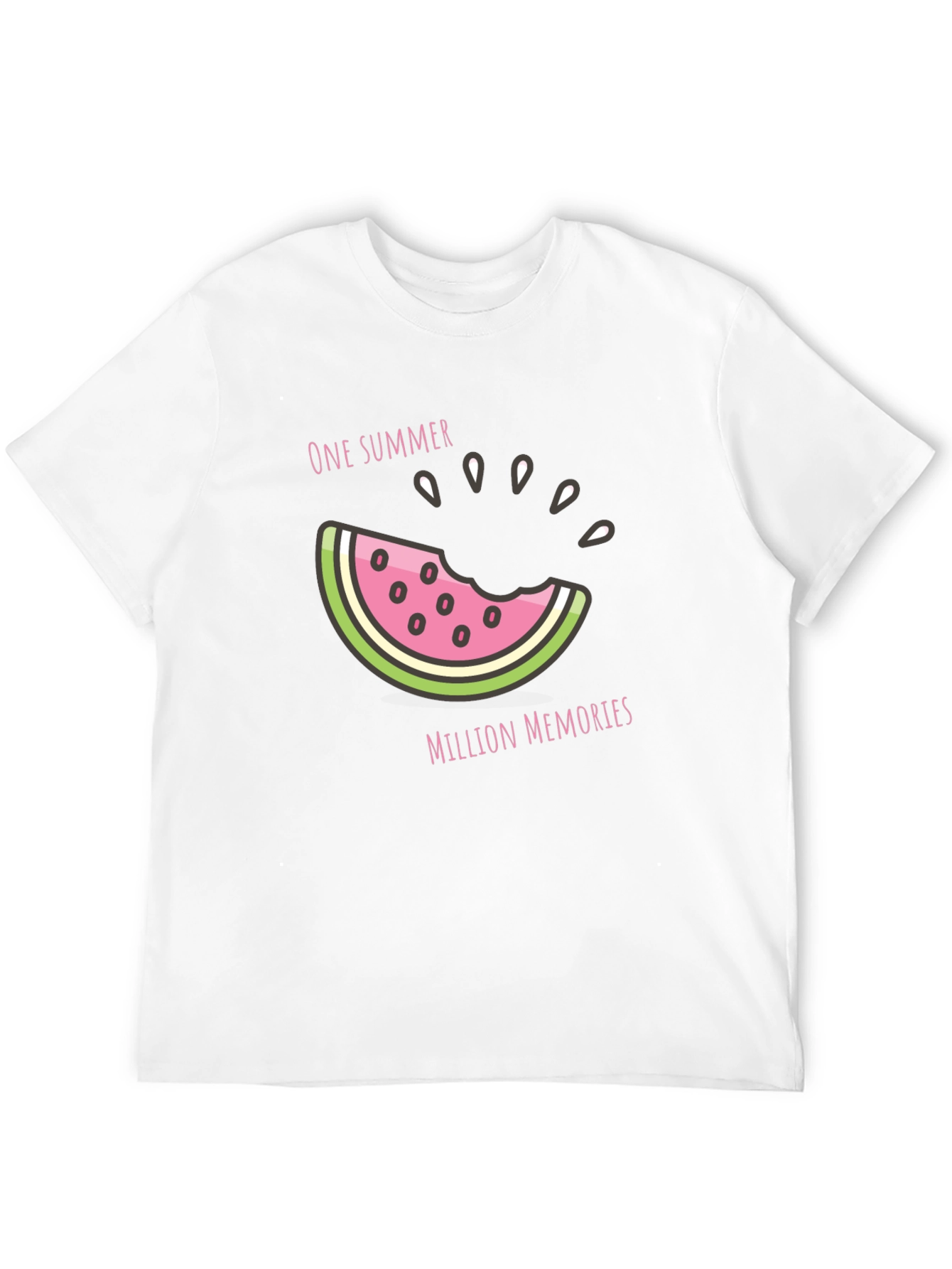 Black Summer Watermelon Graphic Tee - Black Cotton T-Shirt view 12