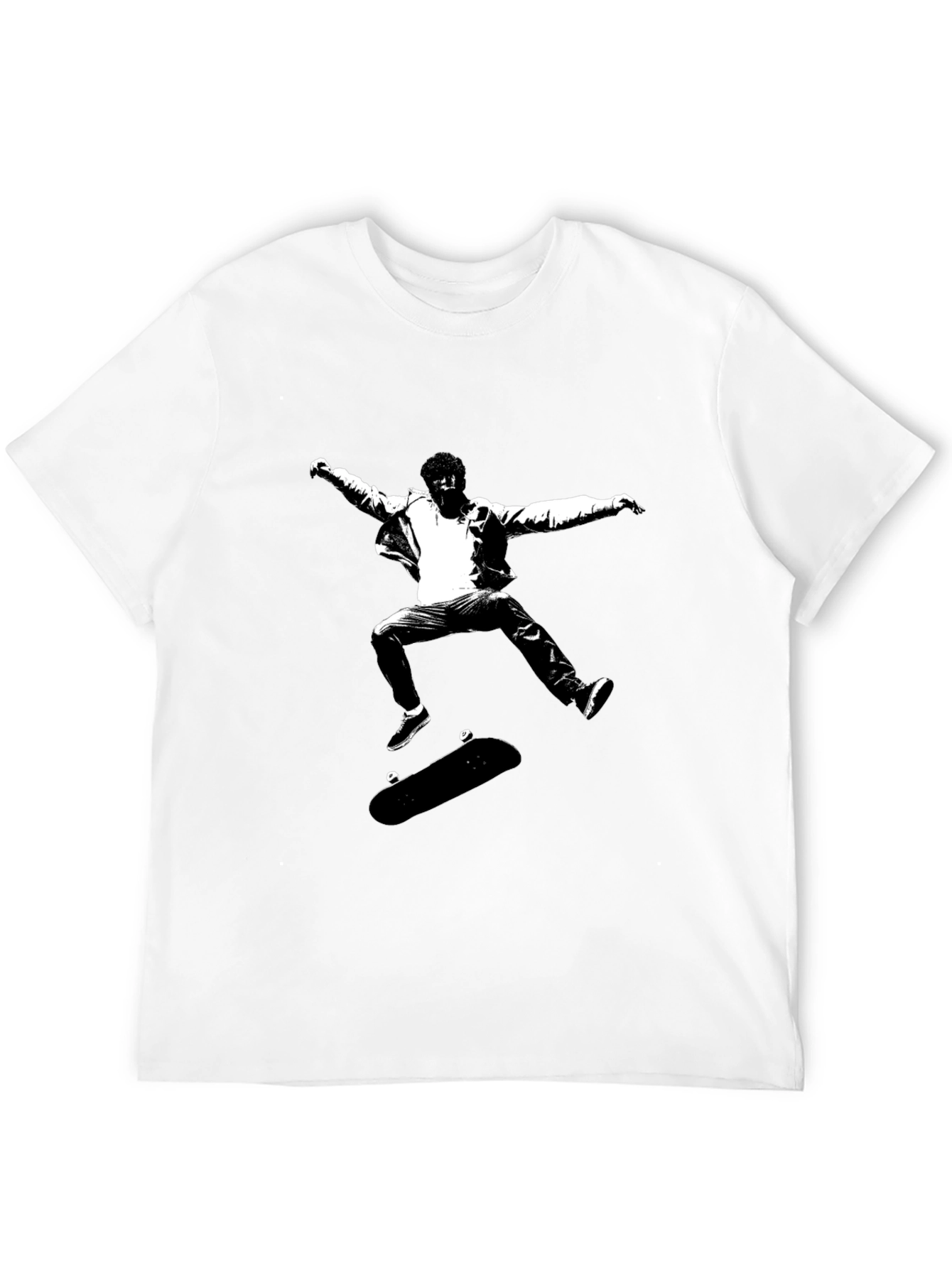 Black Skateboarding Graphic Tee - Black Cotton view 12