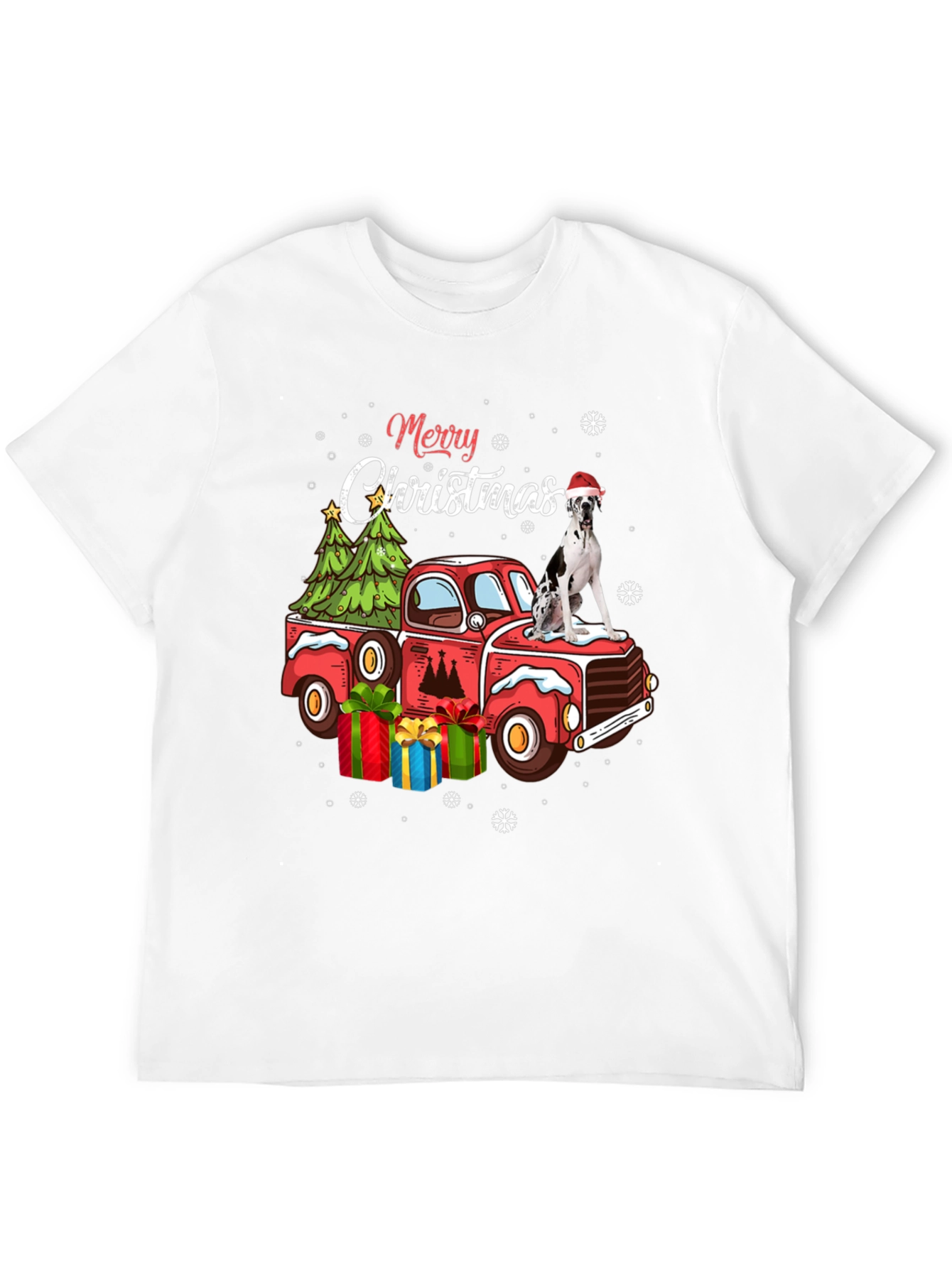 Black Merry Christmas Dog Truck T-Shirt view 12