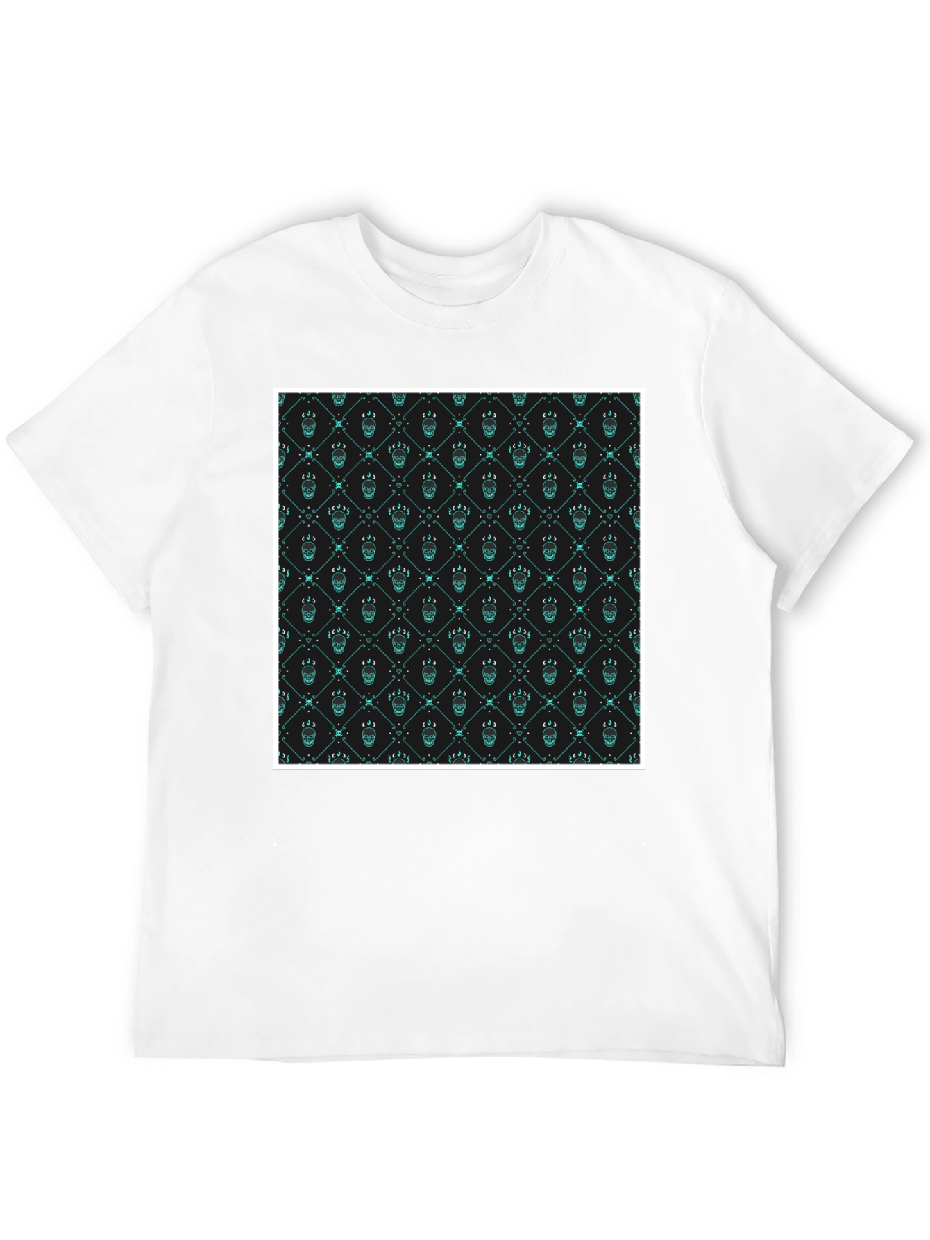Black Patterned Graphic Print Crew Neck T-Shirt view 12