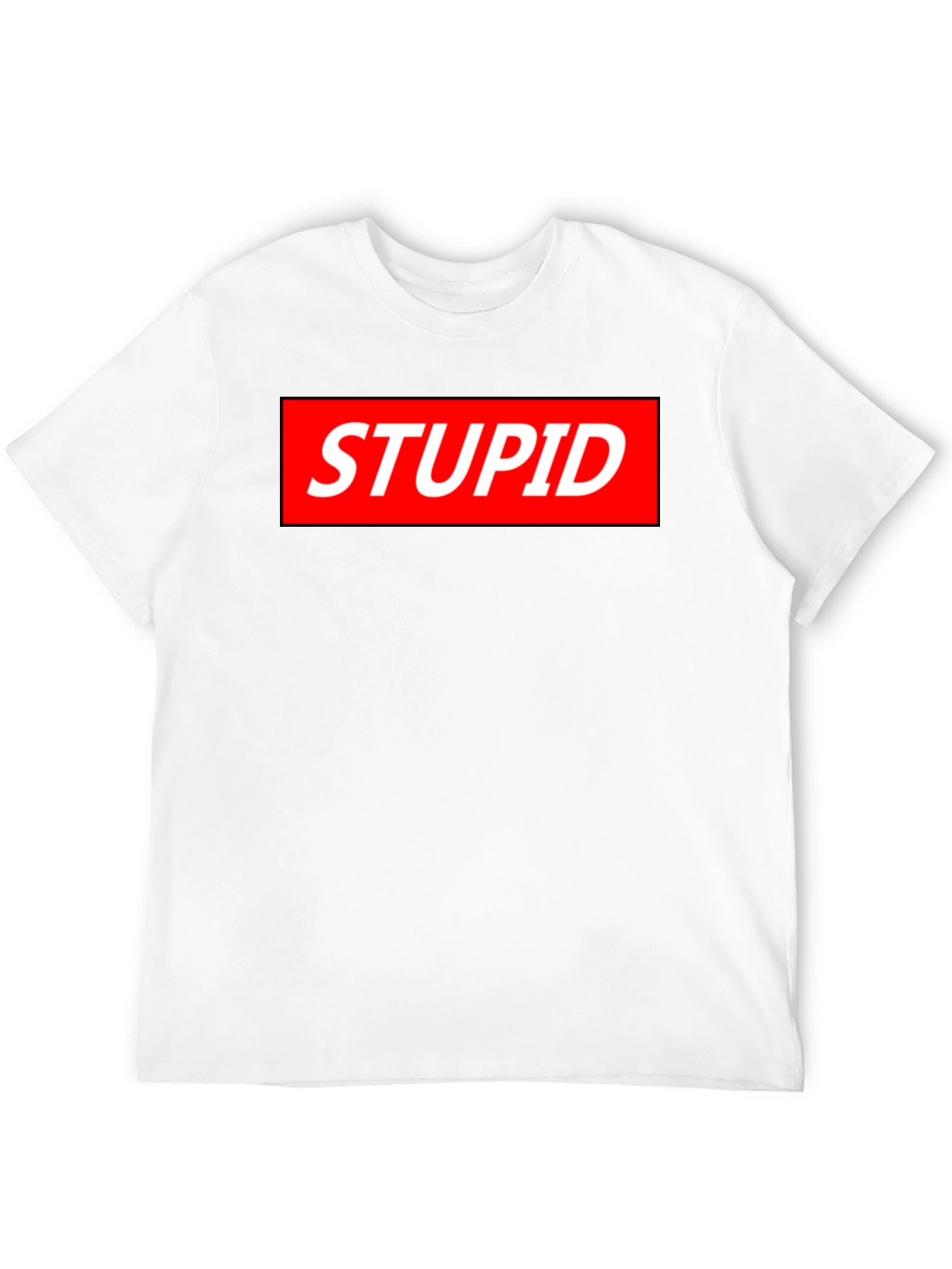 Black Statement Tee: Stupid Red Box Logo - Bold Black Shirt view 12