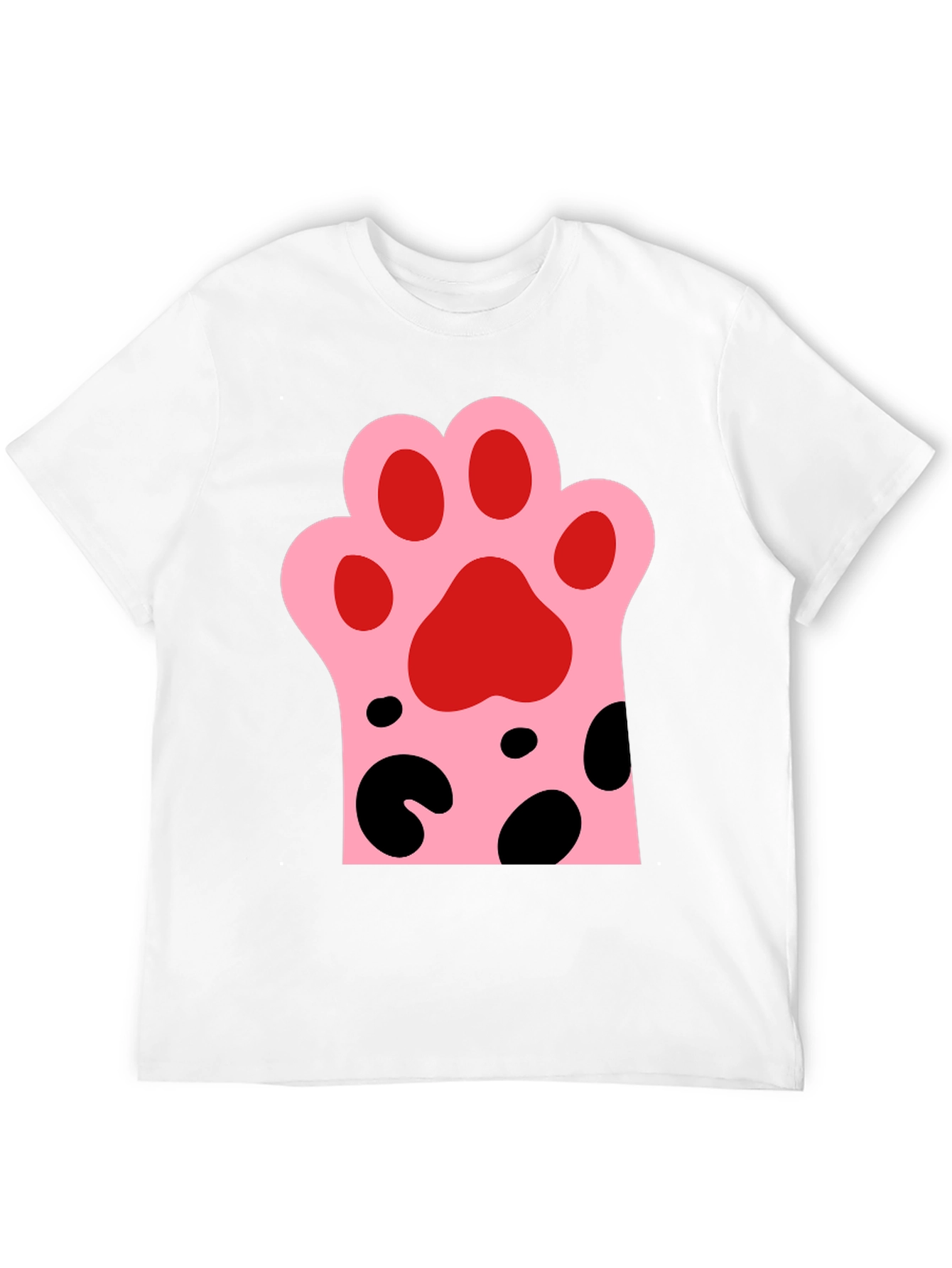 Black Cute Cat Paw Print Black T-Shirt view 12