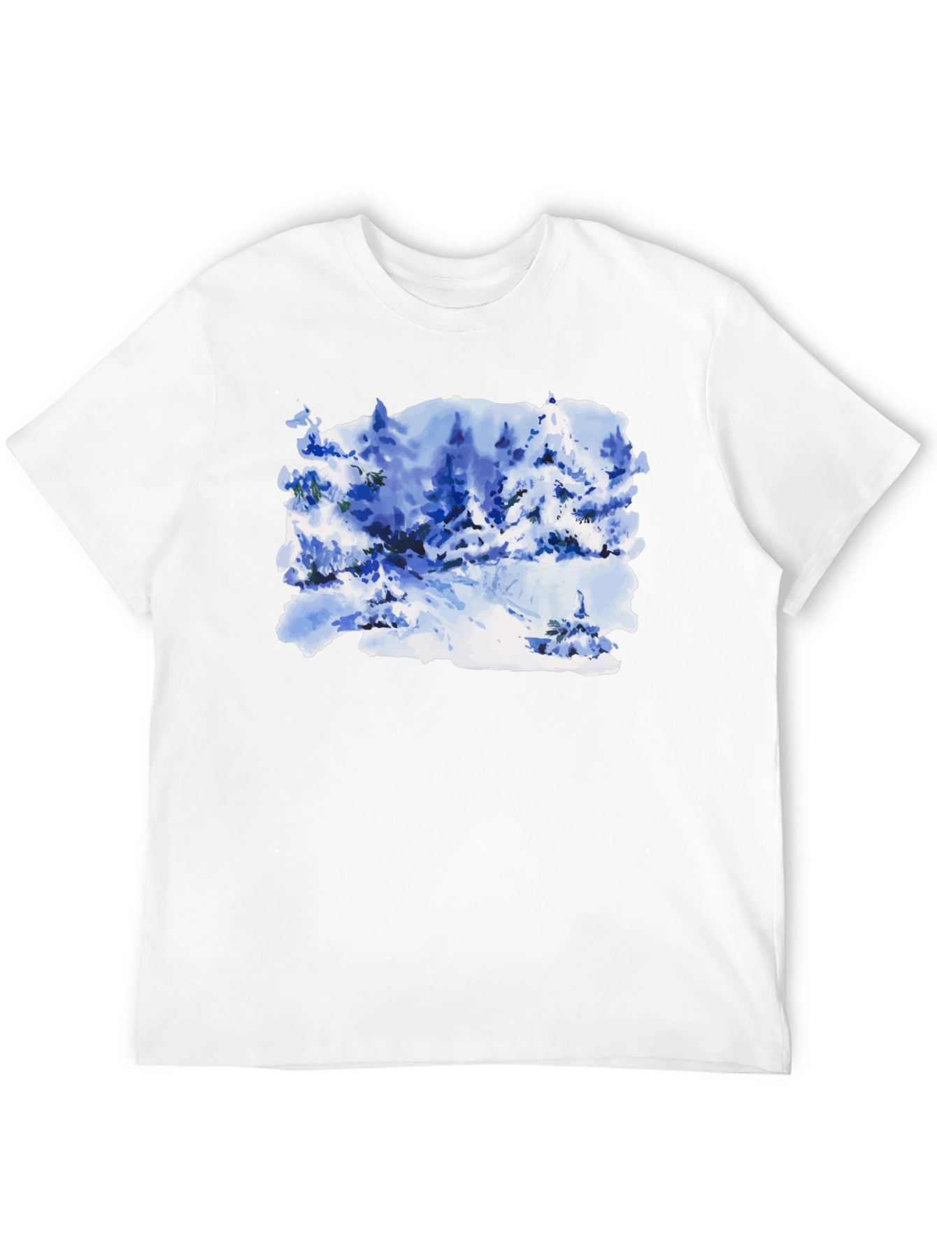 Black Watercolor Winter Scene Black T-Shirt view 12