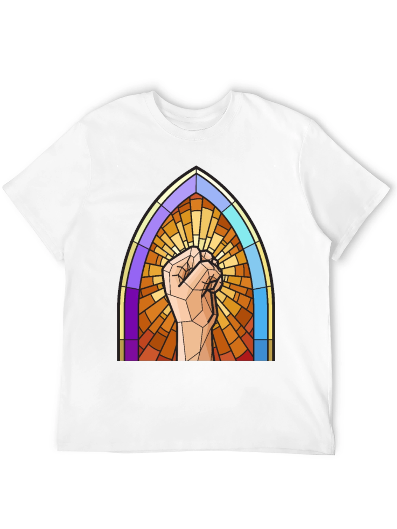 Black Stained Glass Fist T-Shirt view 12