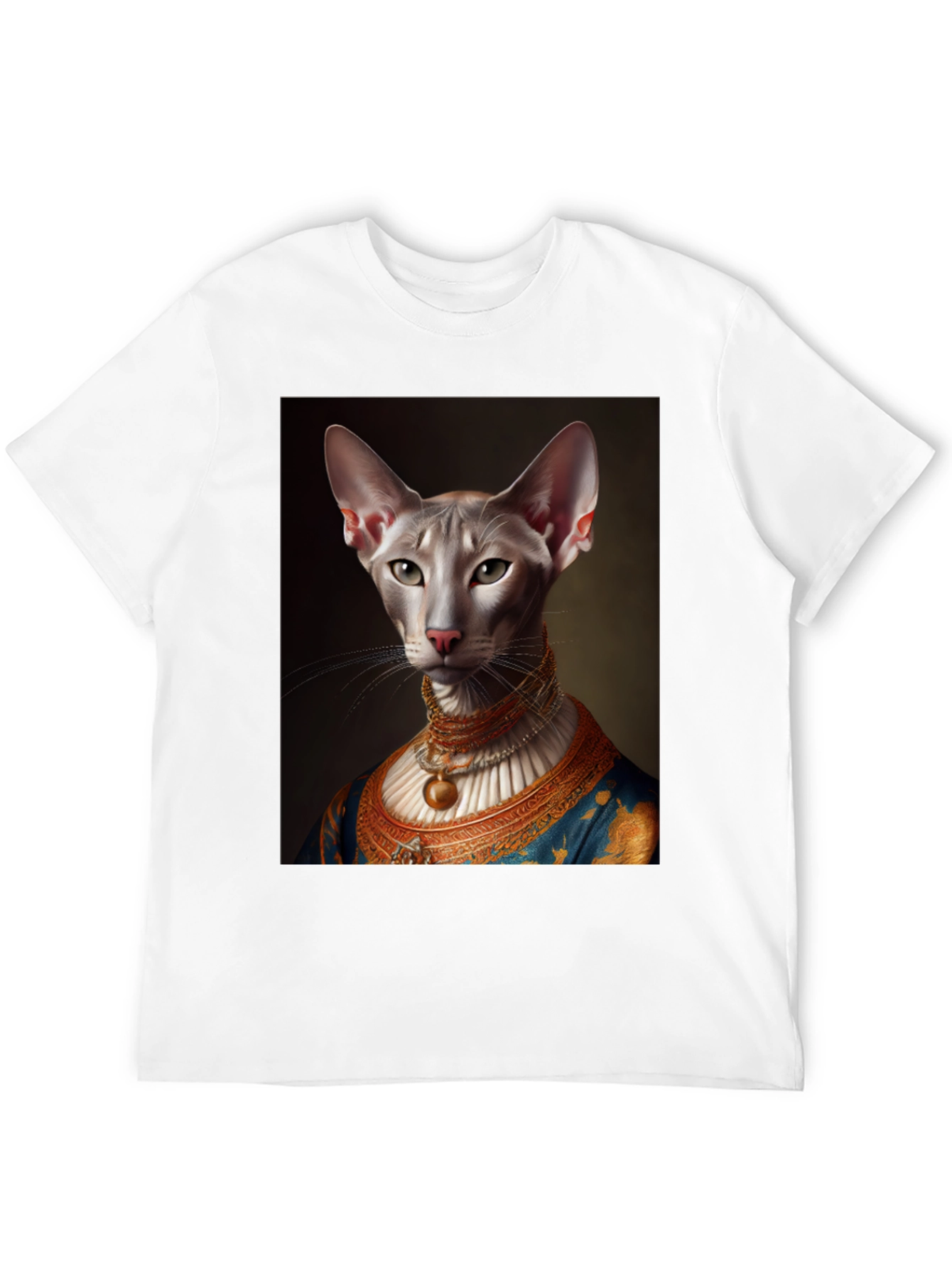 Black Royal Cat Portrait T-Shirt view 12