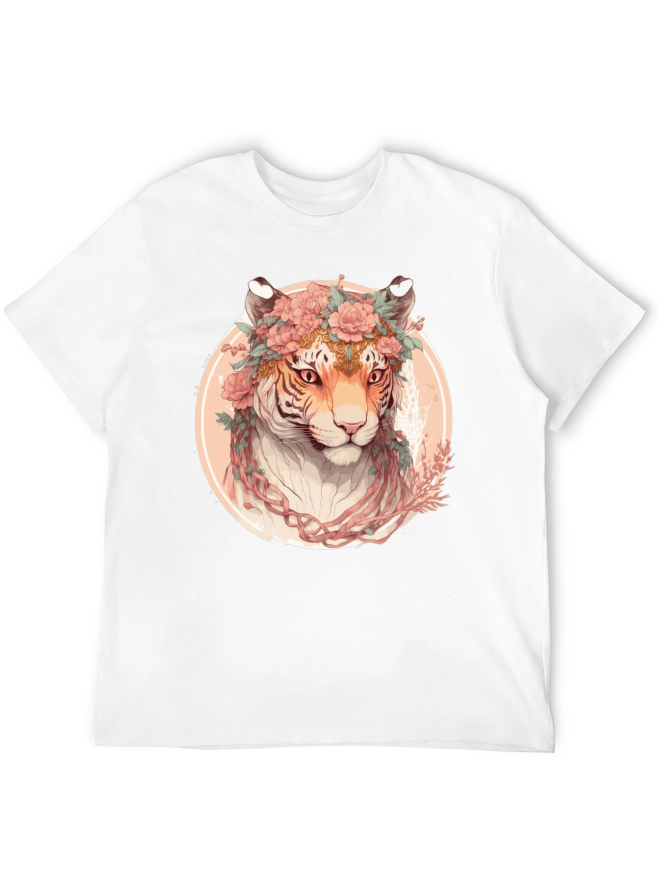 Black Floral Tiger Graphic T-Shirt - Unique Artistic Design view 12