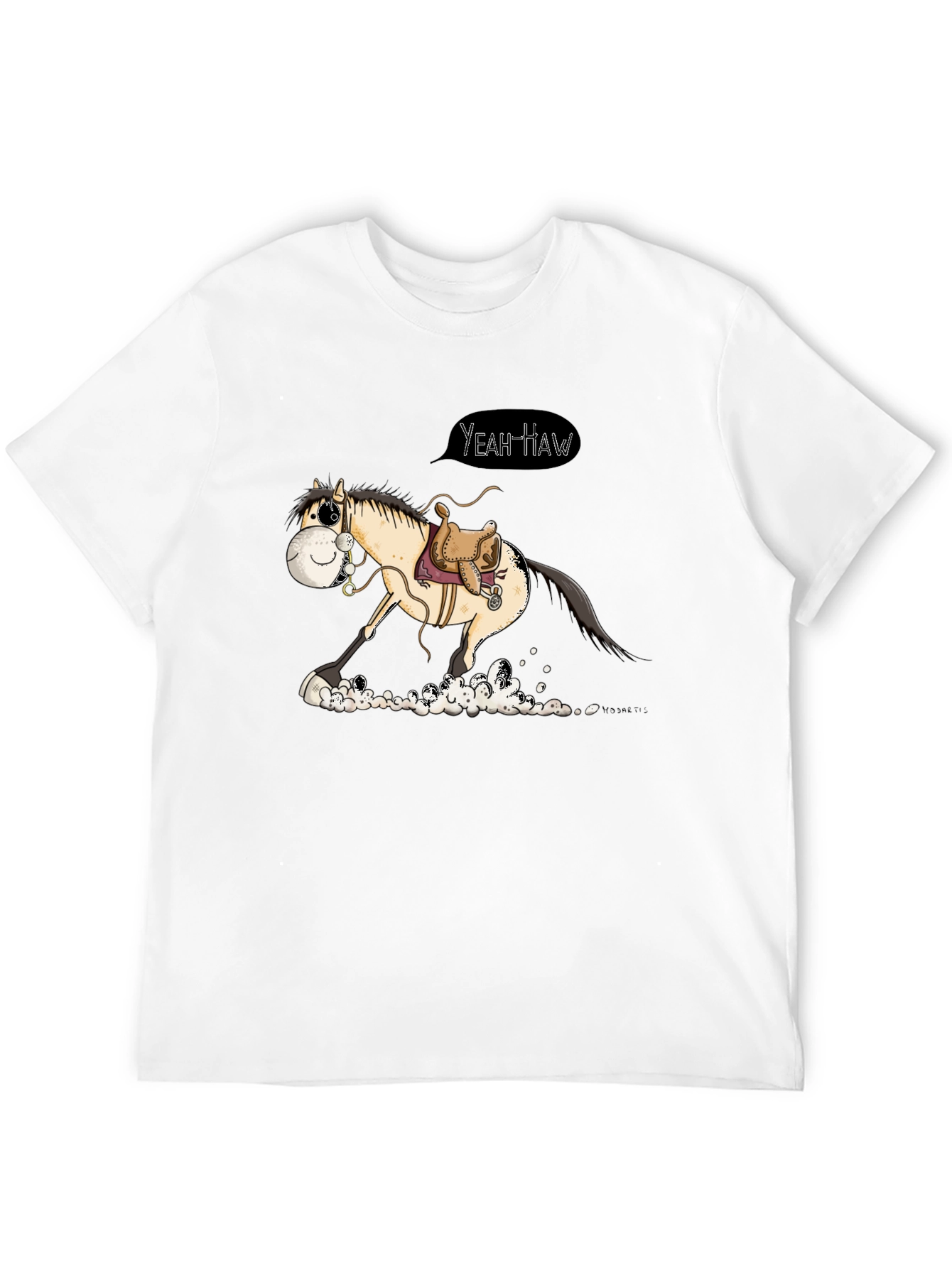 Black Yeah Haw Horse Cartoon Graphic T-Shirt view 12