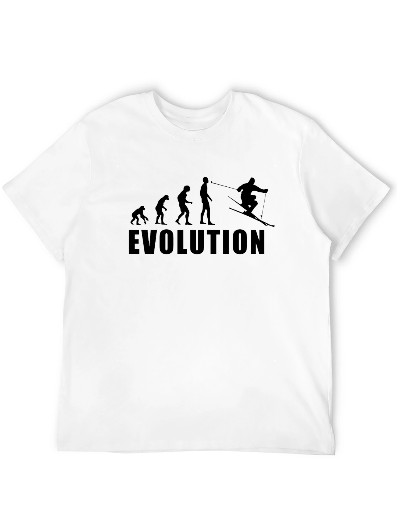 Black Evolution Skiing T-Shirt - Funny Graphic Tee view 12