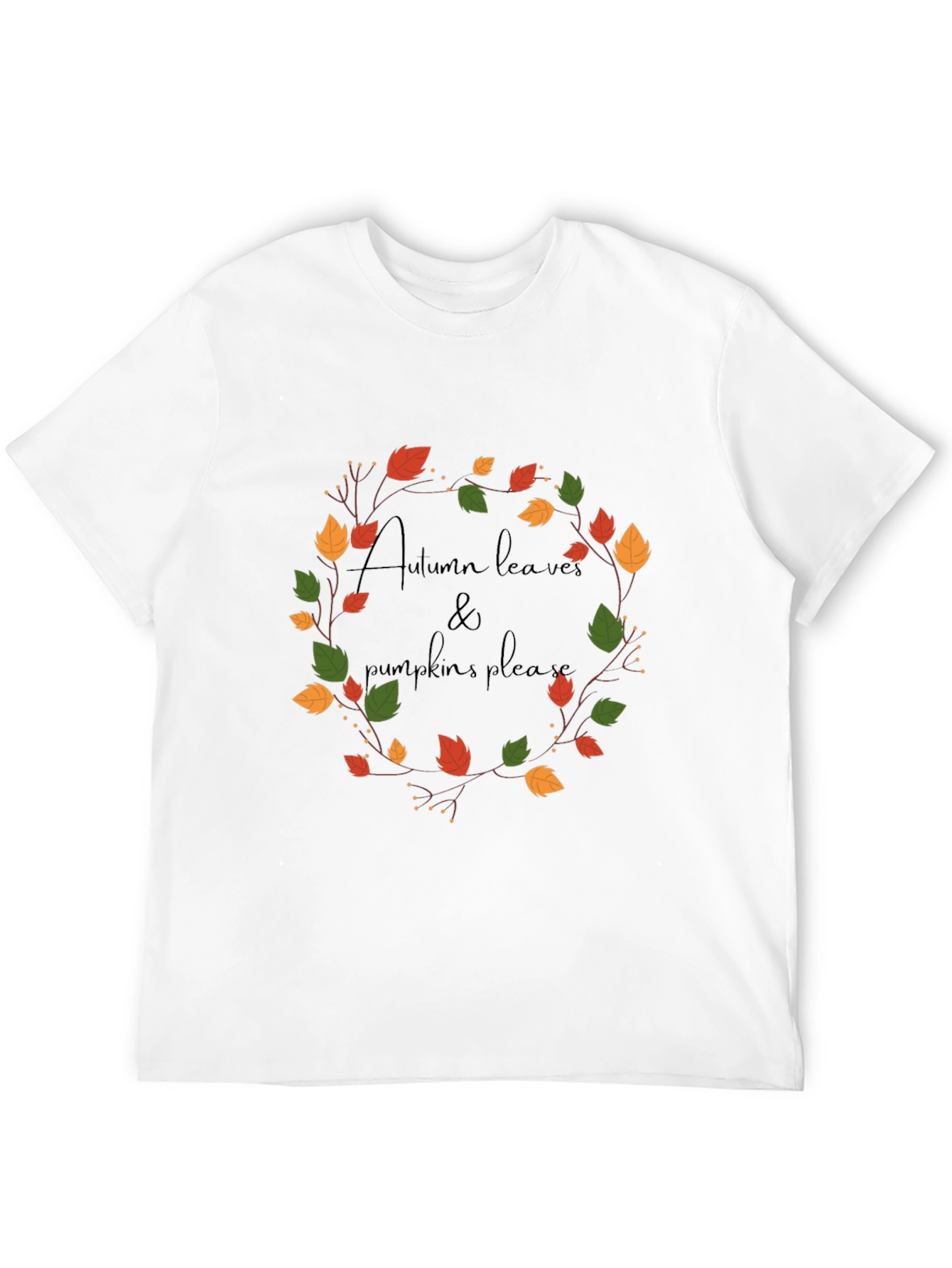 Black Autumn Leaves & Pumpkins Please Black Graphic Tee view 12