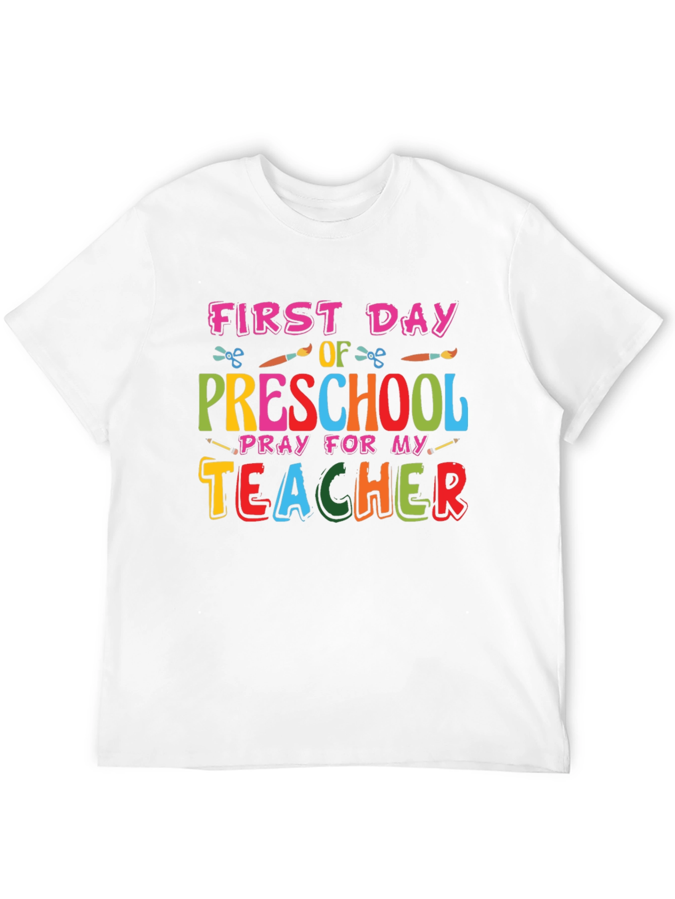Black First Day of Preschool Teacher Graphic Tee view 12