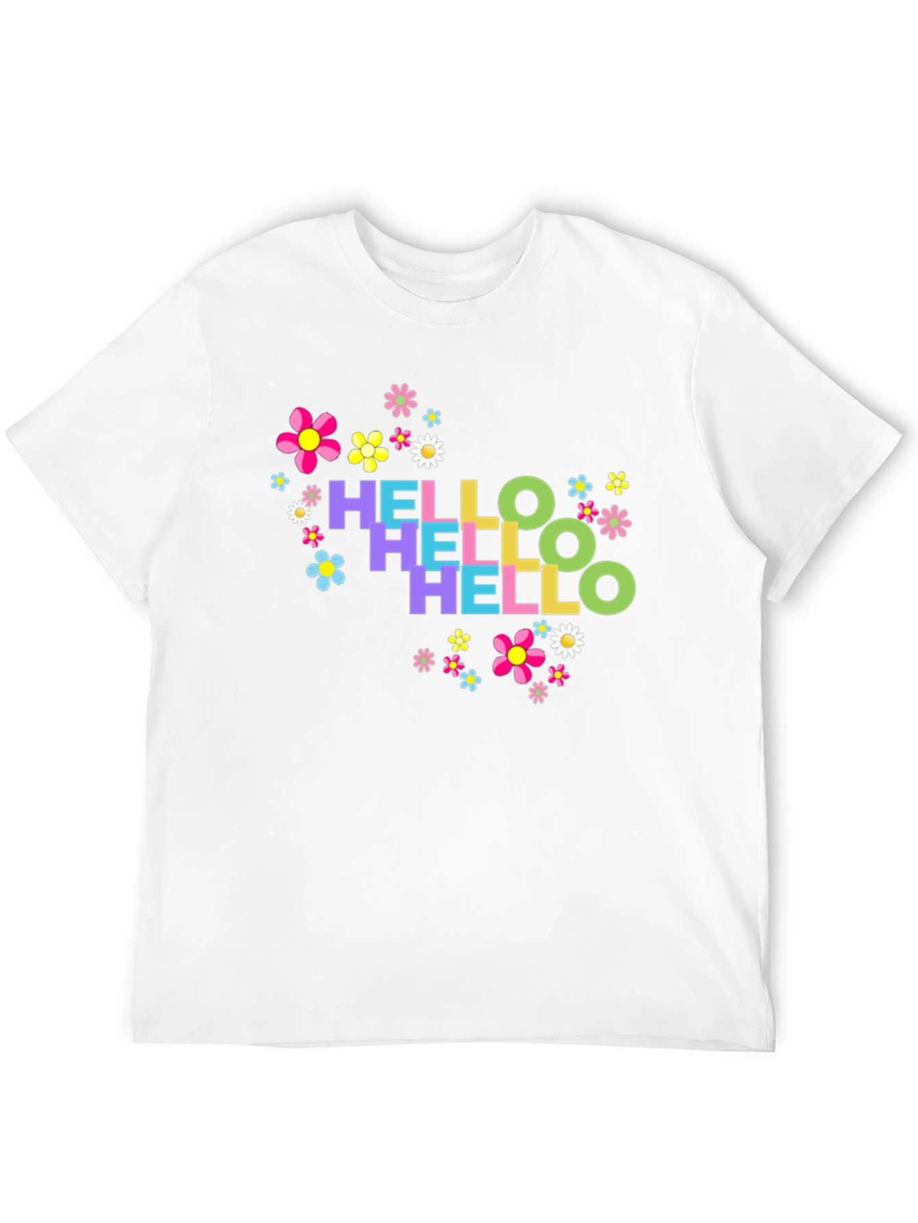 Black Hello Floral Graphic Tee - Black Cotton T-Shirt view 12
