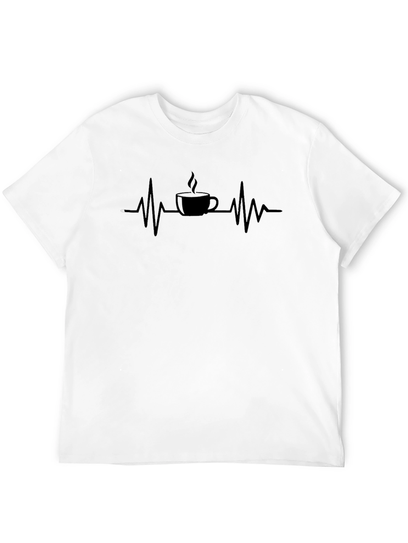 Black Coffee Lover's Heartbeat T-Shirt - Caffeine ECG Line Tee view 12