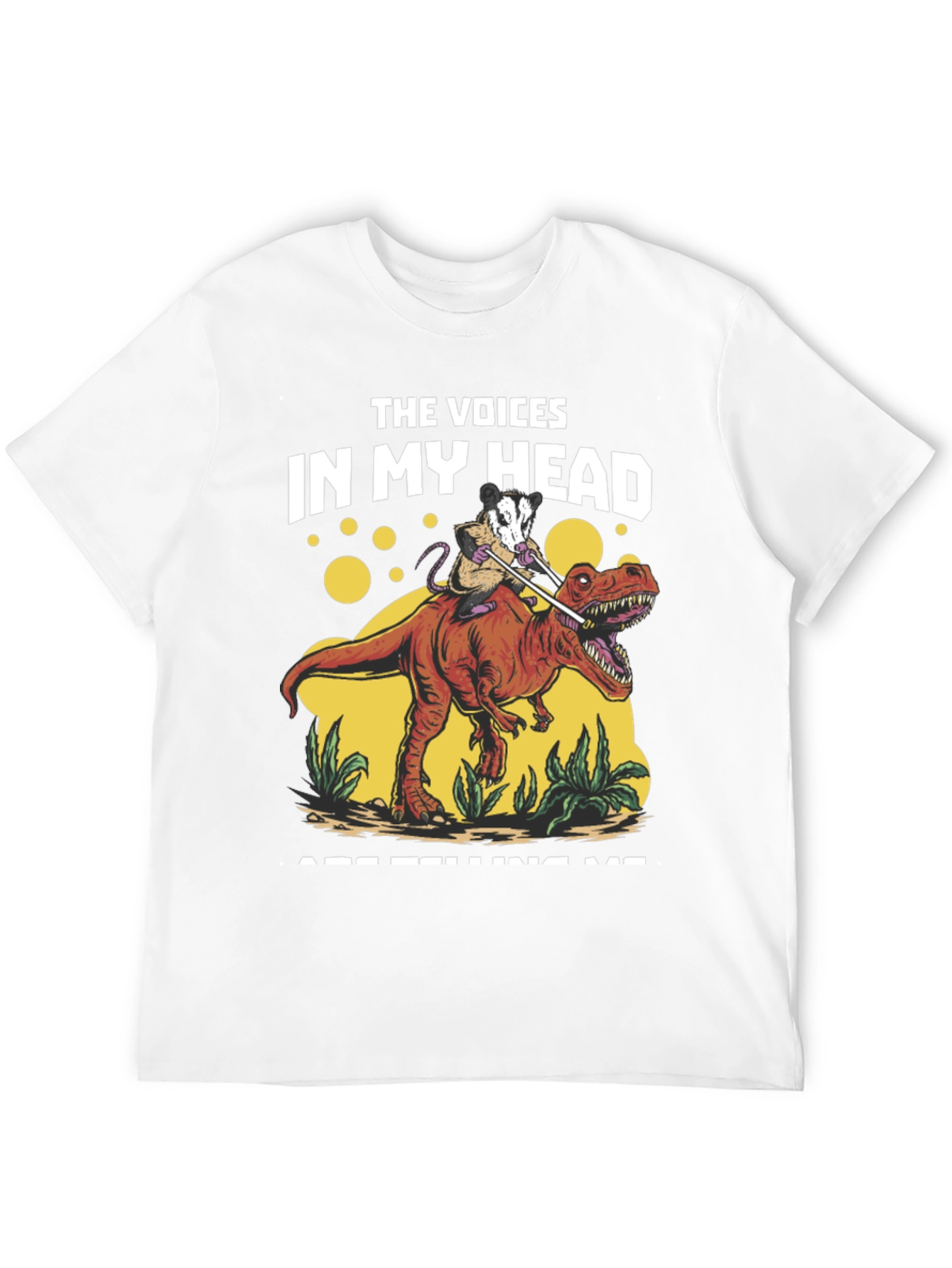 Black The Voices In My Head Opossum Dinosaur T-Shirt view 12