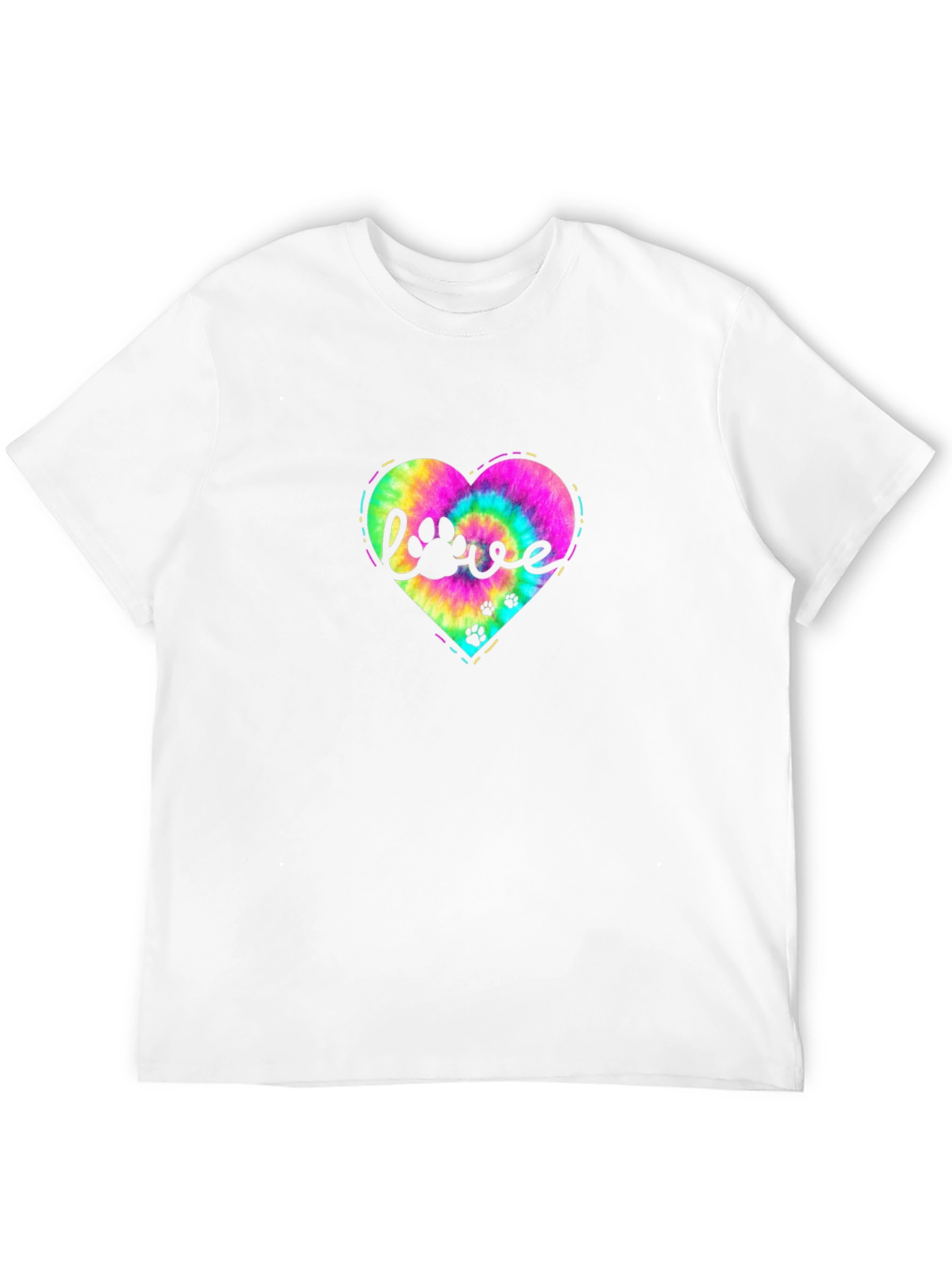 Black Love Paw Tie Dye Heart T-Shirt view 12